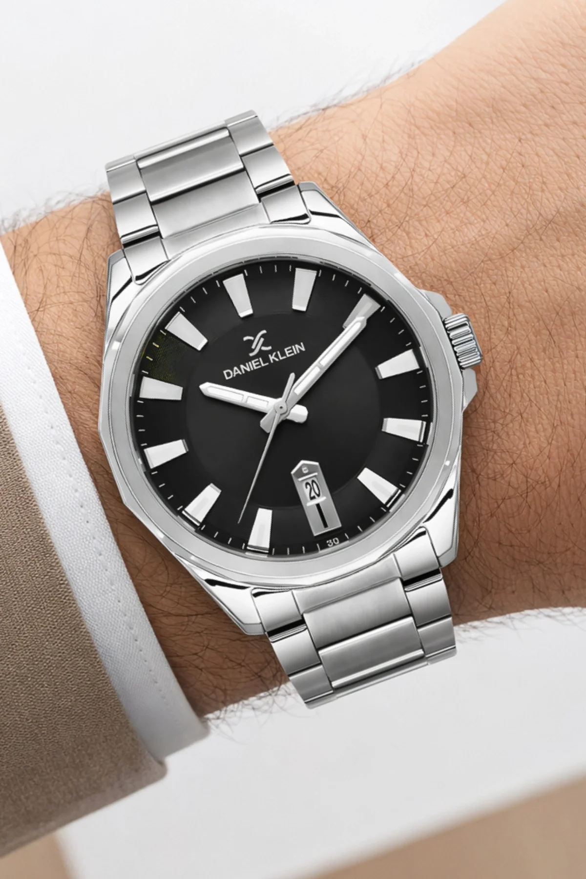 Daniel Klein Çelik Kordon&Kasa Takvimli Erkek Kol Saati Bileklik Hediyeli Gümüş-Siyah zmdk1206