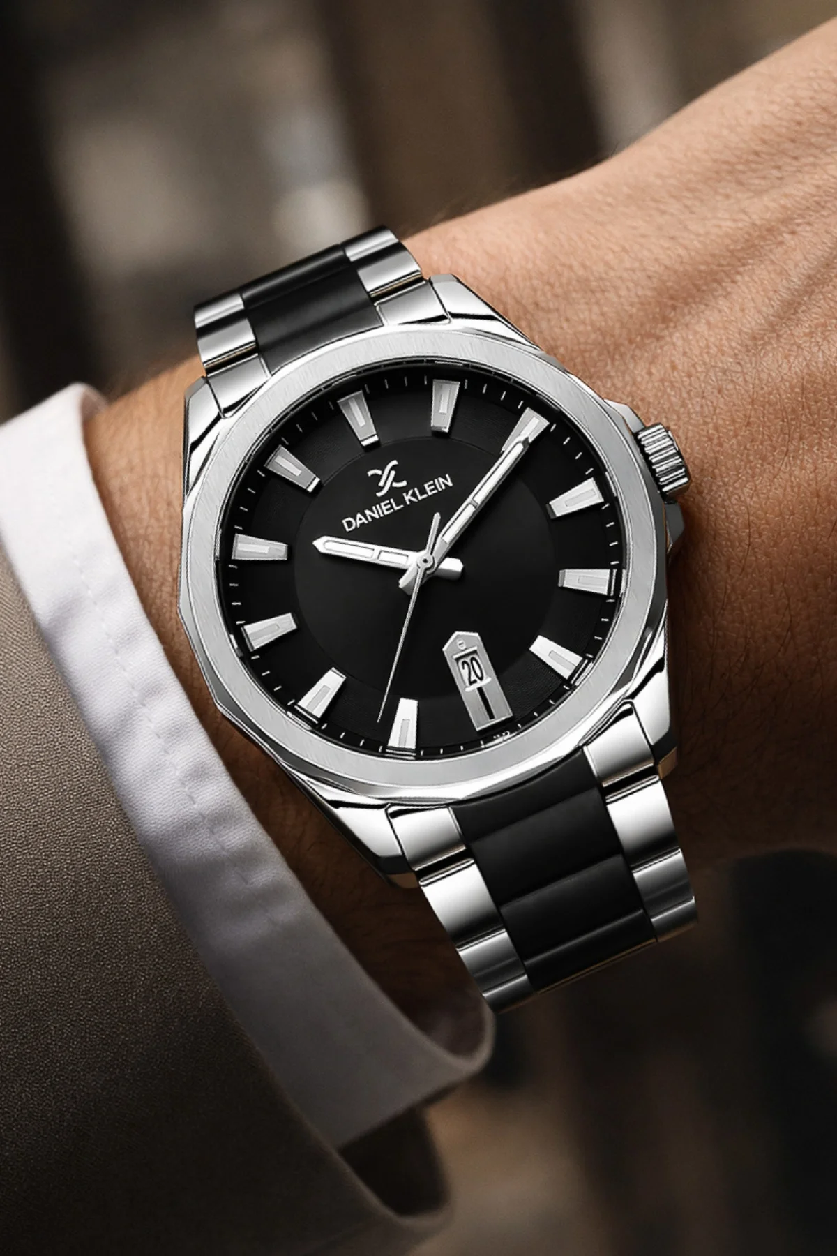 Daniel Klein Çelik Kordon&Kasa Takvimli Erkek Kol Saati Bileklik Hediyeli Gümüş-Siyah-Gümüş zmdk1206