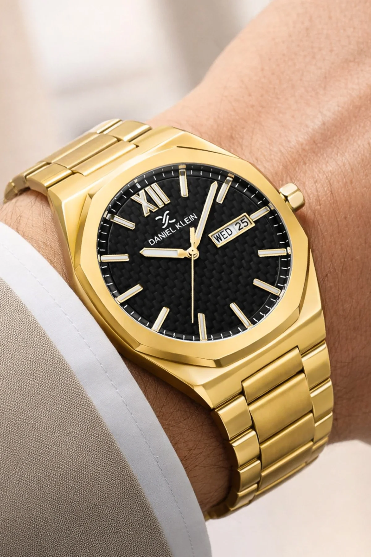 Daniel Klein Çelik Kordon&Kasa Takvimli Erkek Kol Saati Bileklik Hediyeli Gold zmdk1207