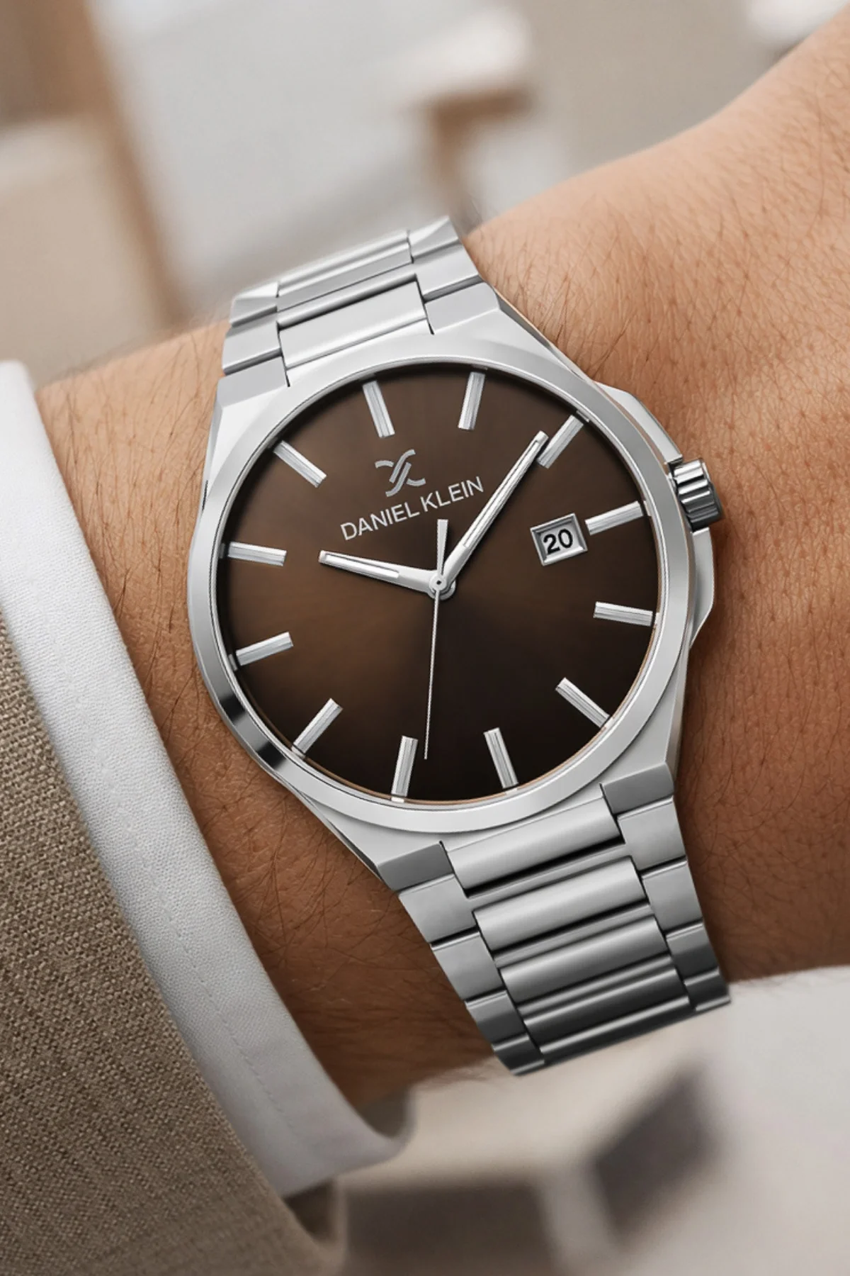 Daniel Klein Çelik Kordon&Kasa Takvimli Erkek Kol Saati Bileklik Hediyeli Gümüş-Saten zmdk1208