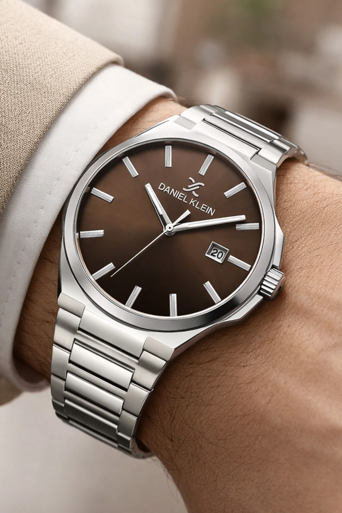 Daniel Klein Çelik Kordon&Kasa Takvimli Erkek Kol Saati Bileklik Hediyeli Gümüş-Saten zmdk1208