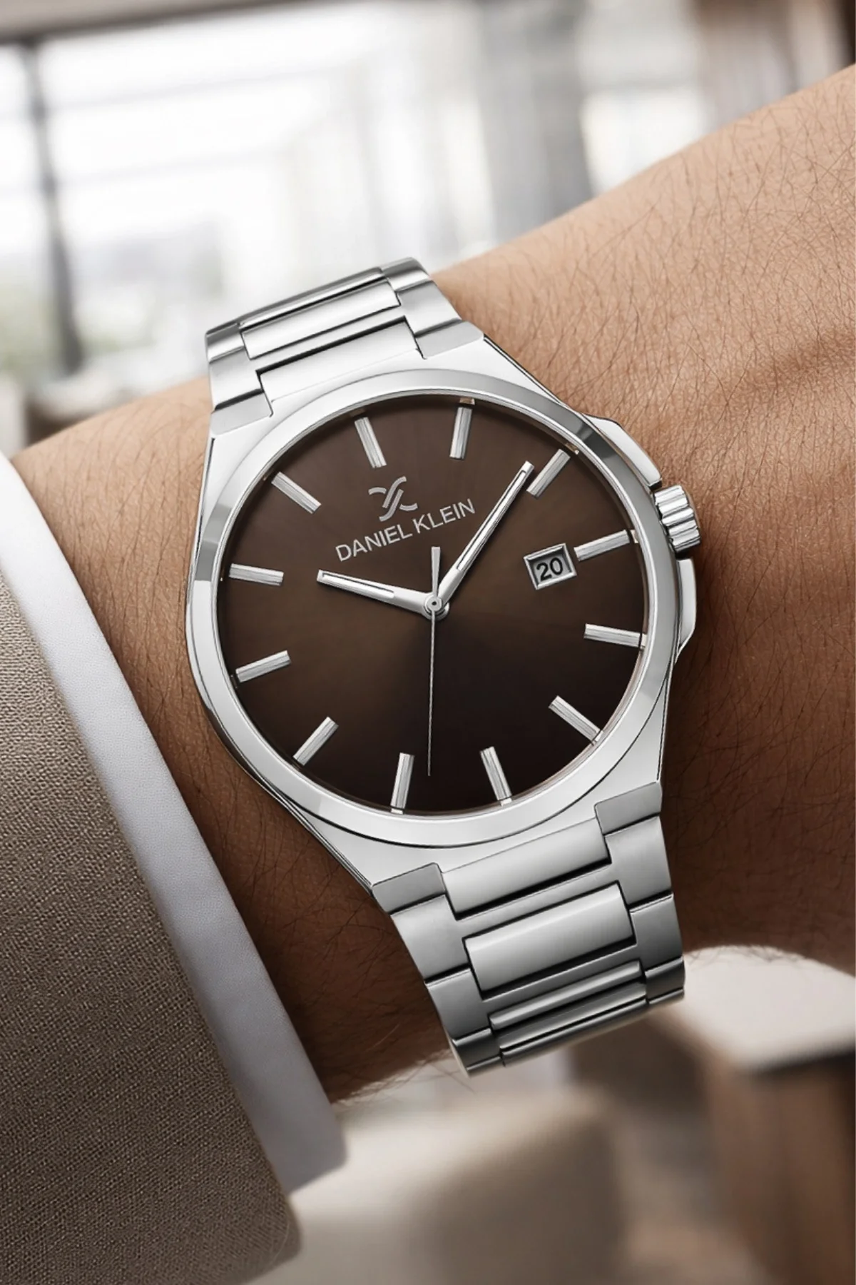 Daniel Klein Çelik Kordon&Kasa Takvimli Erkek Kol Saati Bileklik Hediyeli Gümüş-Saten zmdk1208