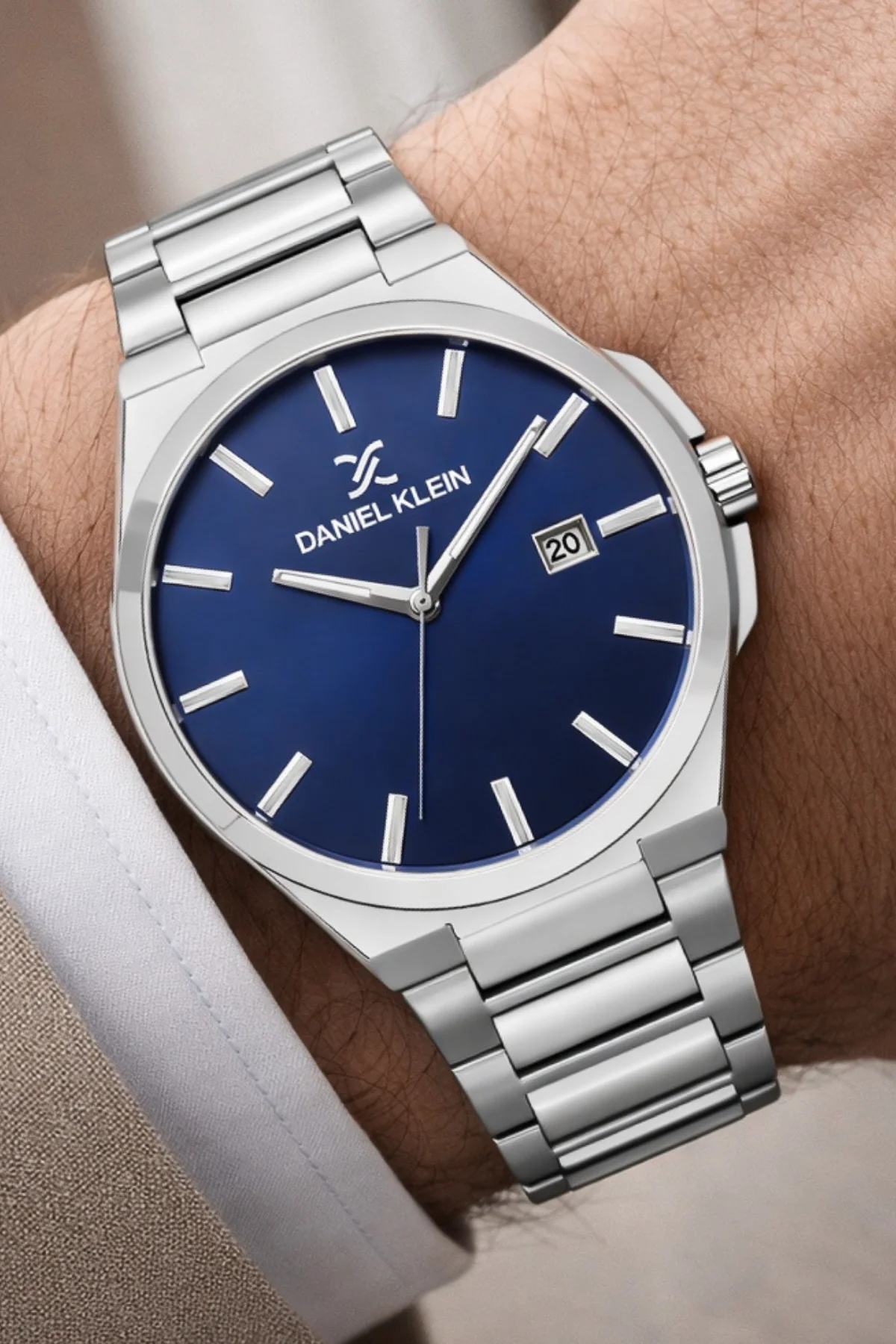 Daniel Klein Çelik Kordon&Kasa Takvimli Erkek Kol Saati Bileklik Hediyeli Gümüş-Mavi zmdk1208