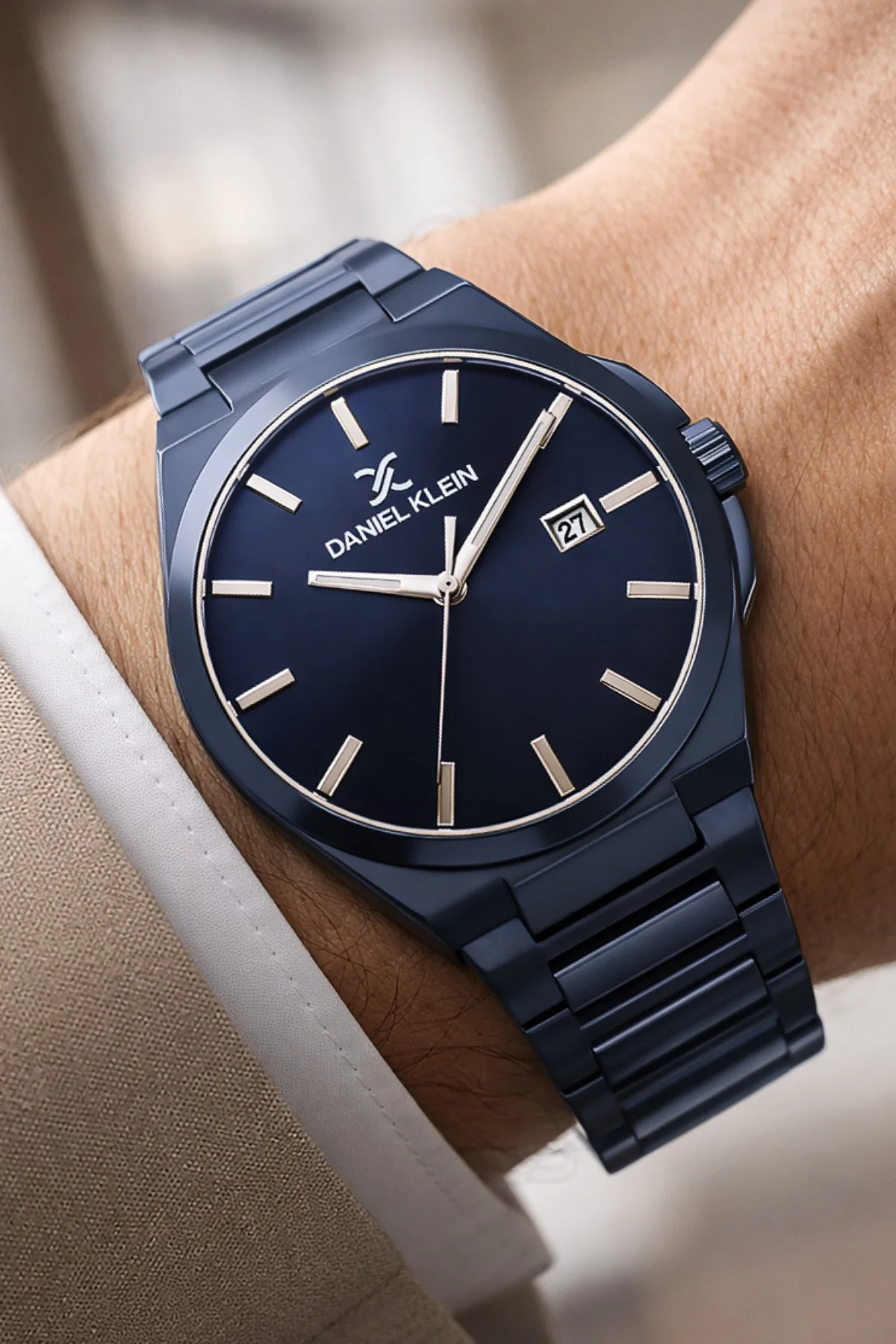 Daniel Klein Çelik Kordon&Kasa Takvimli Erkek Kol Saati Bileklik Hediyeli Mavi zmdk1208