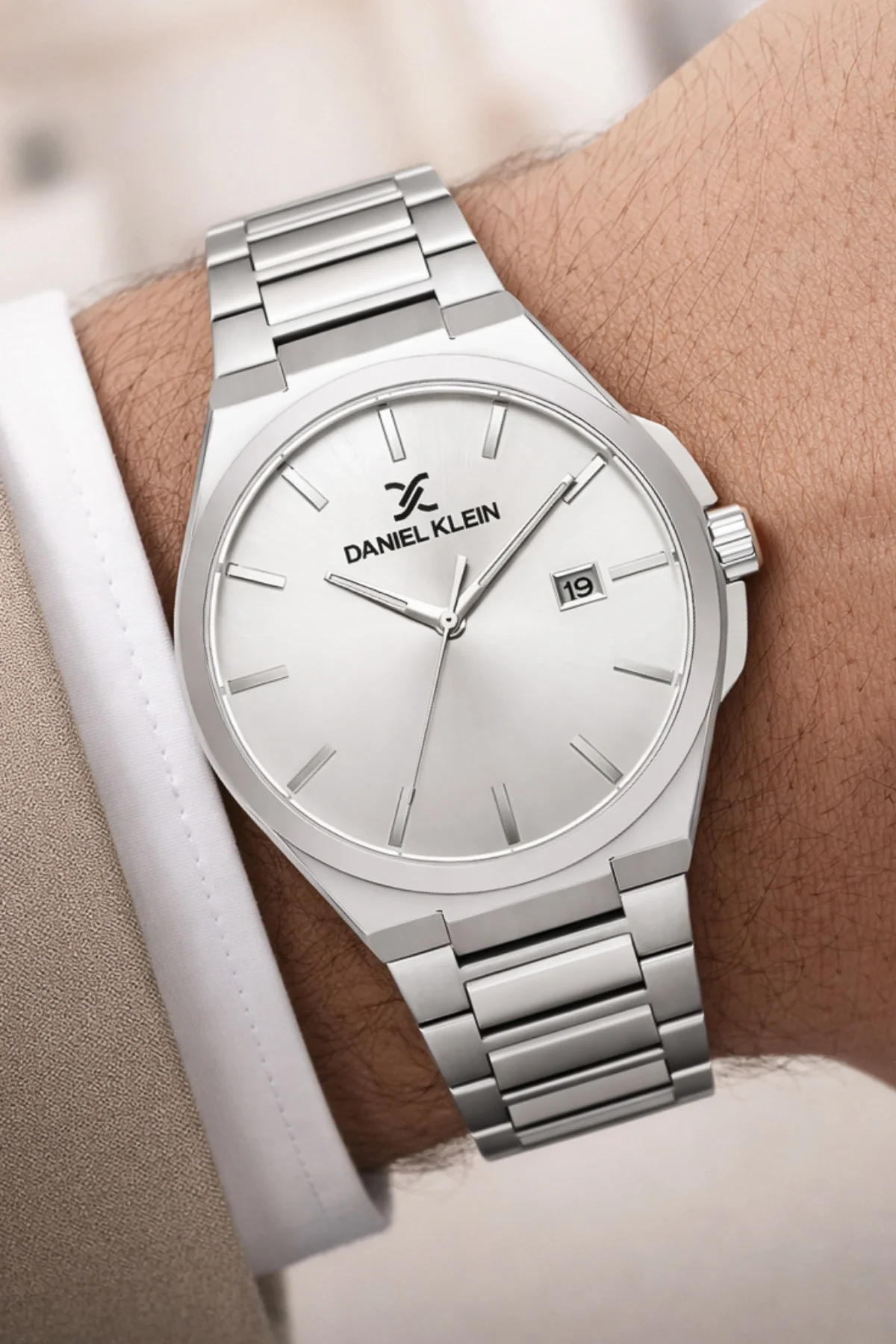 Daniel Klein Çelik Kordon&Kasa Takvimli Erkek Kol Saati Bileklik Hediyeli Gümüş-Beyaz zmdk1208