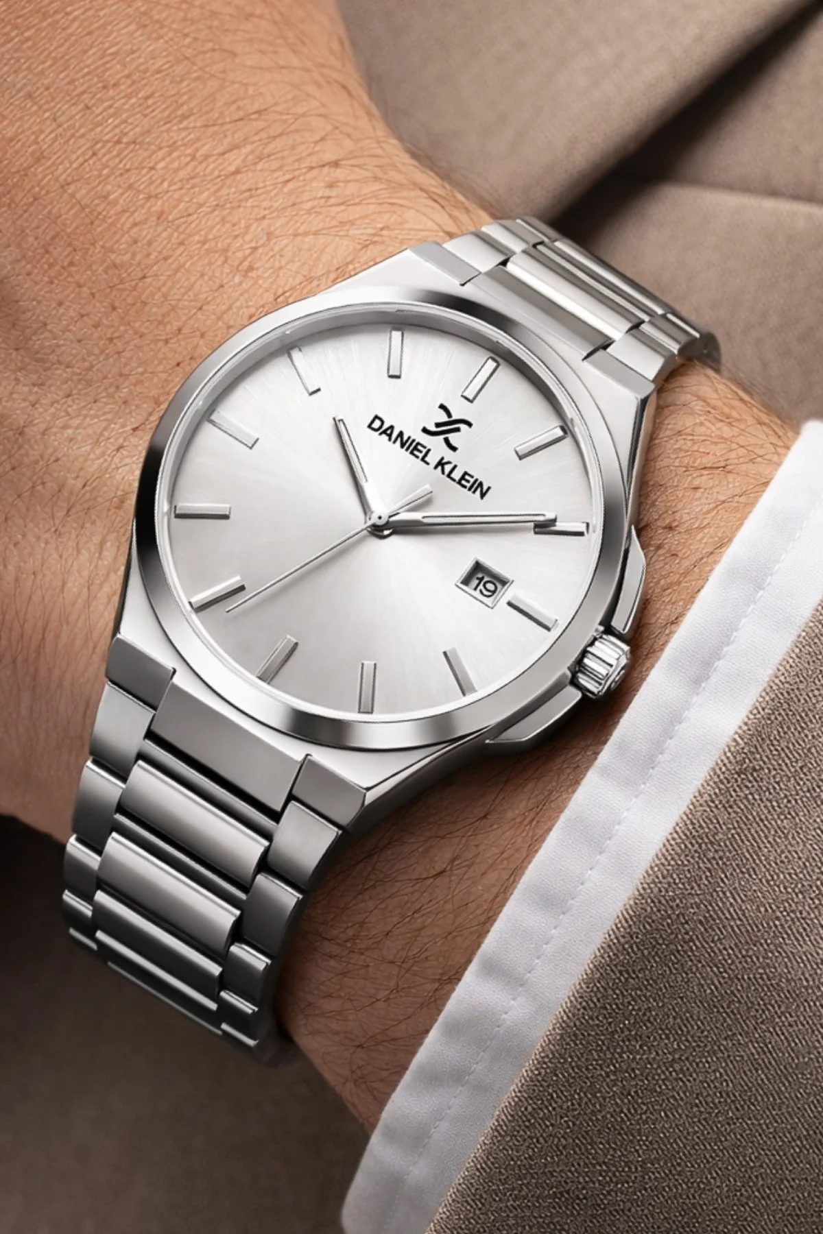 Daniel Klein Çelik Kordon&Kasa Takvimli Erkek Kol Saati Bileklik Hediyeli Gümüş-Beyaz zmdk1208