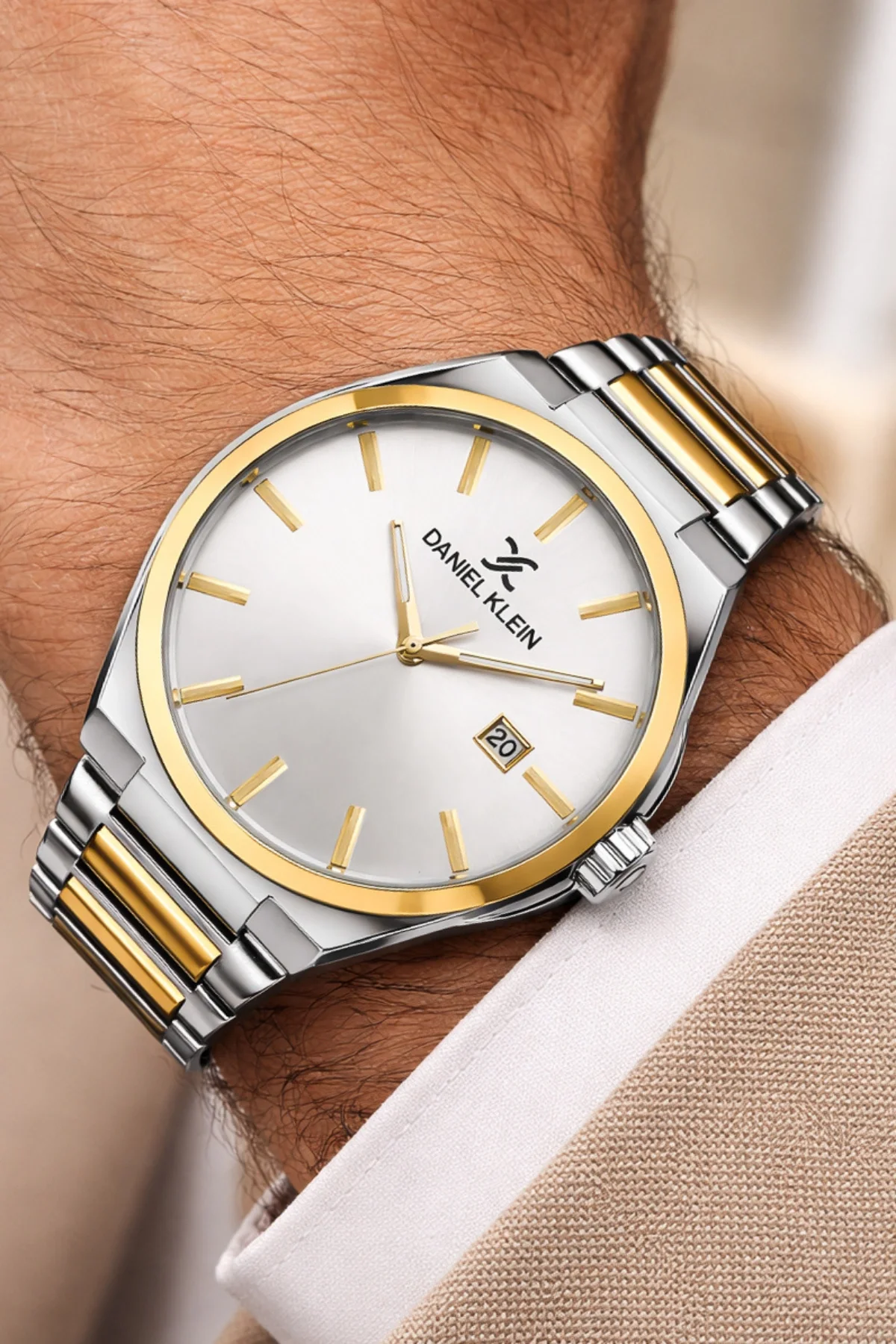 Daniel Klein Çelik Kordon&Kasa Takvimli Erkek Kol Saati Bileklik Hediyeli Gold-Gümüş zmdk1208