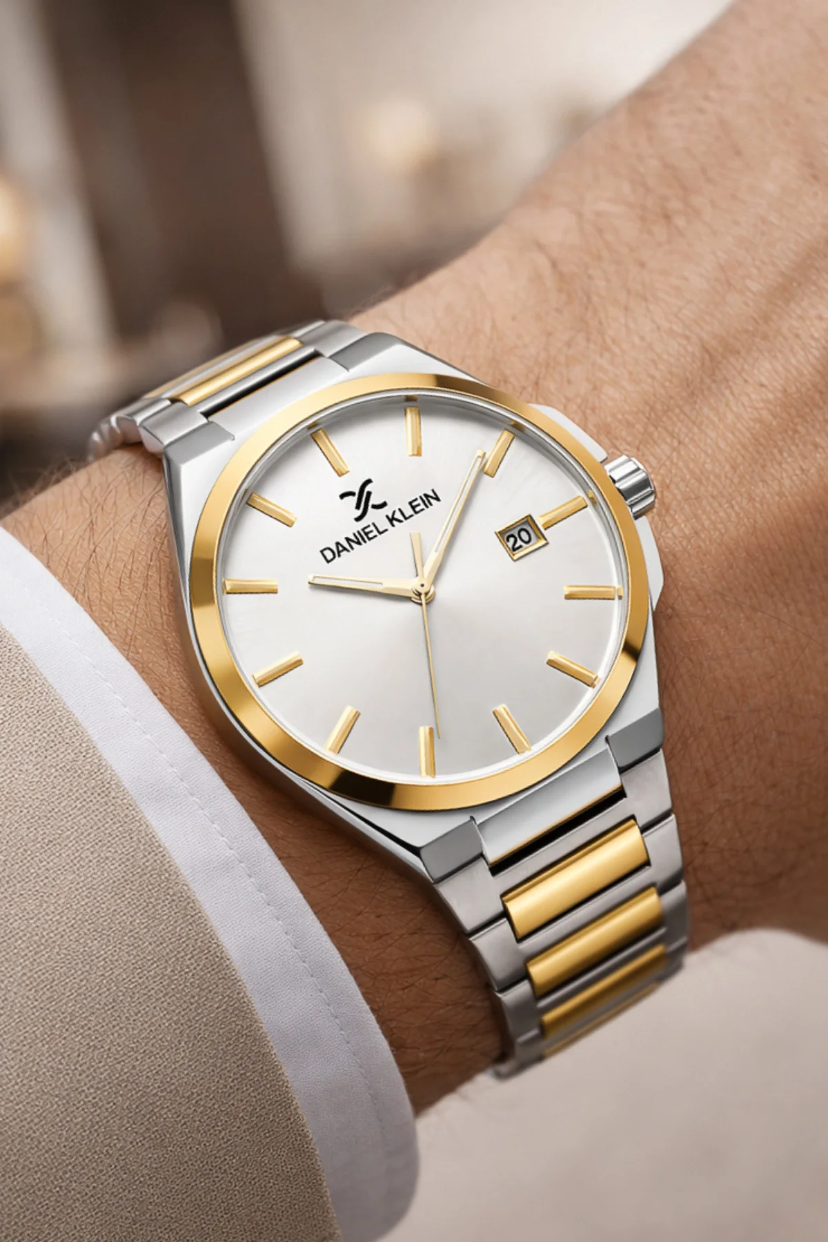 Daniel Klein Çelik Kordon&Kasa Takvimli Erkek Kol Saati Bileklik Hediyeli Gold-Gümüş zmdk1208
