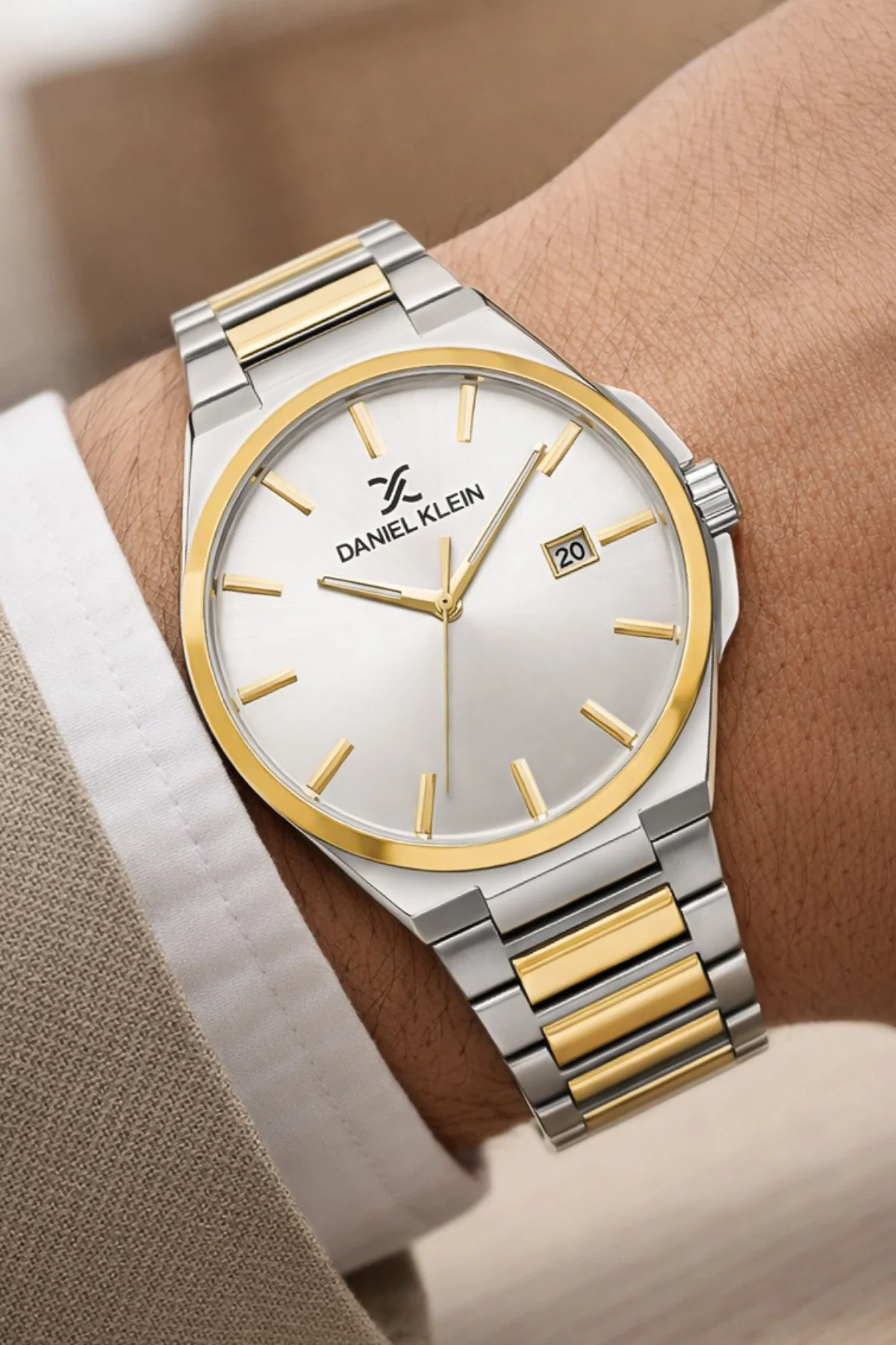 Daniel Klein Çelik Kordon&Kasa Takvimli Erkek Kol Saati Bileklik Hediyeli Gold-Gümüş zmdk1208