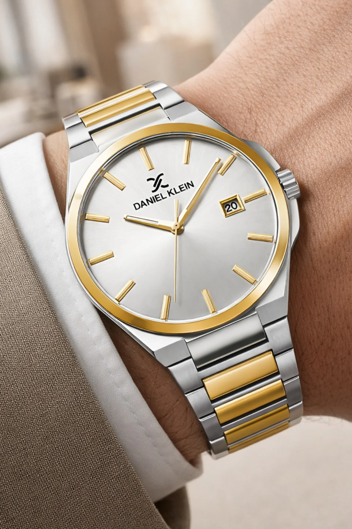 Daniel Klein Çelik Kordon&Kasa Takvimli Erkek Kol Saati Bileklik Hediyeli Gold-Gümüş zmdk1208