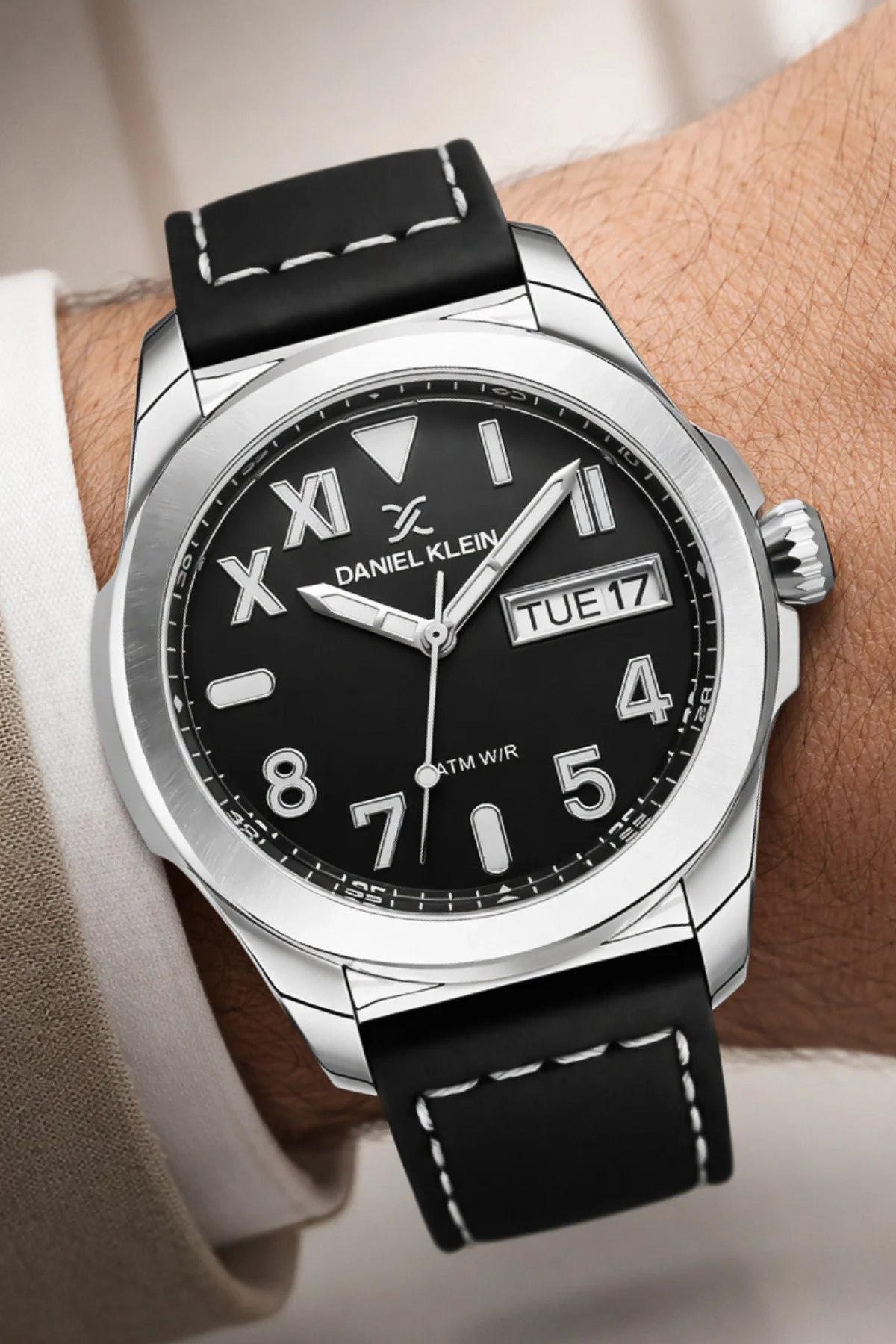 Daniel Klein Deri Kordon Çelik Kasa Takvimli Erkek Kol Saati Bileklik Hediyeli Siyah zmdk1209
