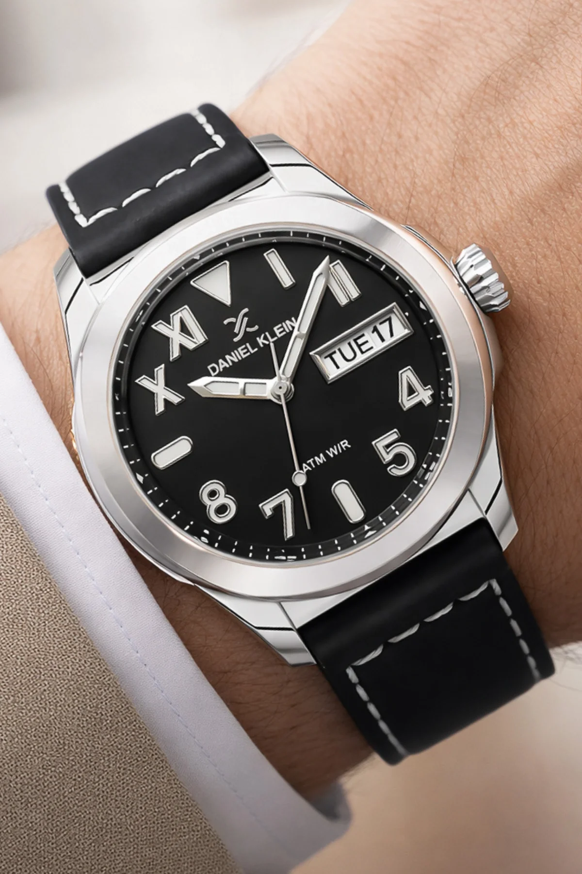Daniel Klein Deri Kordon Çelik Kasa Takvimli Erkek Kol Saati Bileklik Hediyeli Siyah zmdk1209