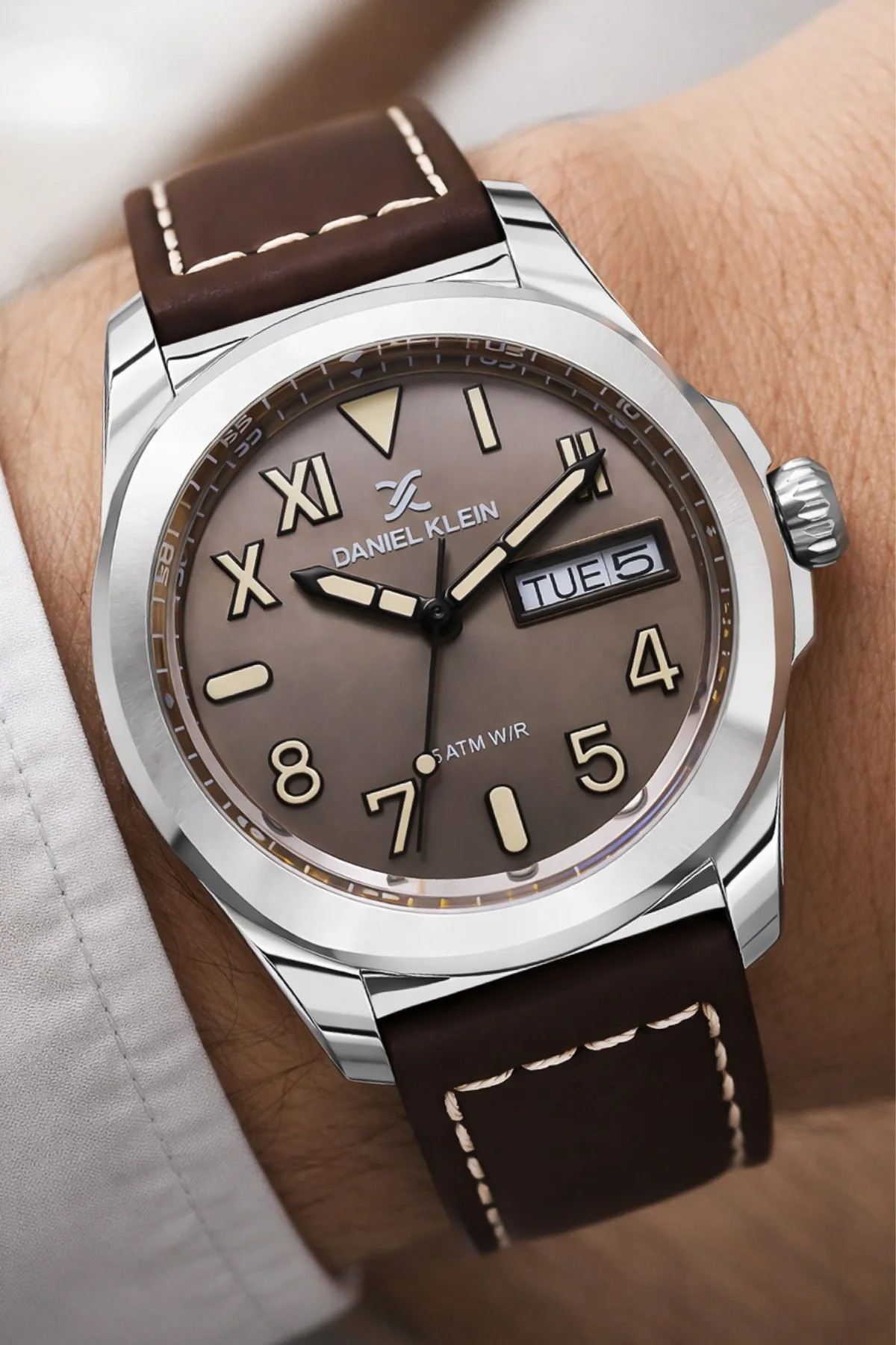 Daniel Klein Deri Kordon Çelik Kasa Takvimli Erkek Kol Saati Bileklik Hediyeli Kahve zmdk1209