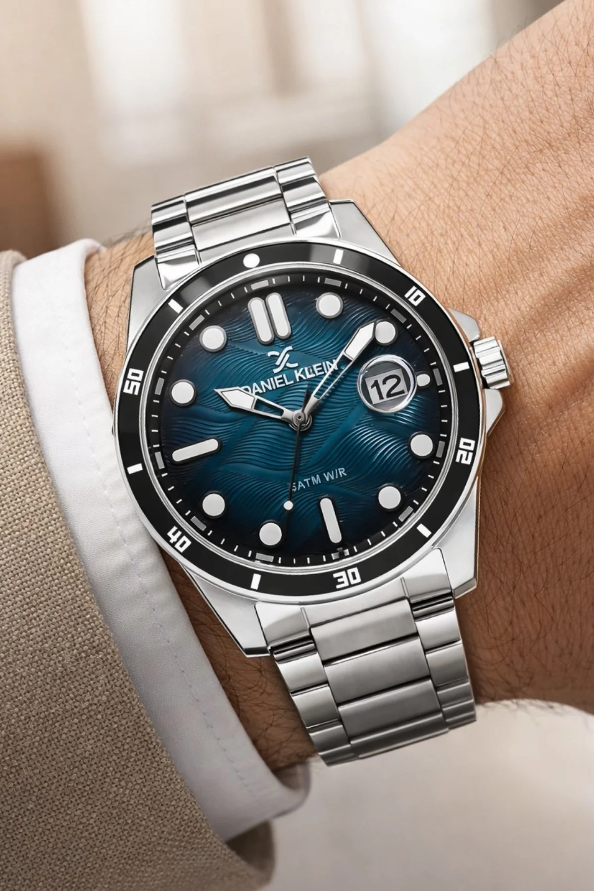 Daniel Klein Çelik Kordon&Kasa Takvimli Erkek Kol Saati Bileklik Hediyeli Gümüş-Mavi zmdk1210