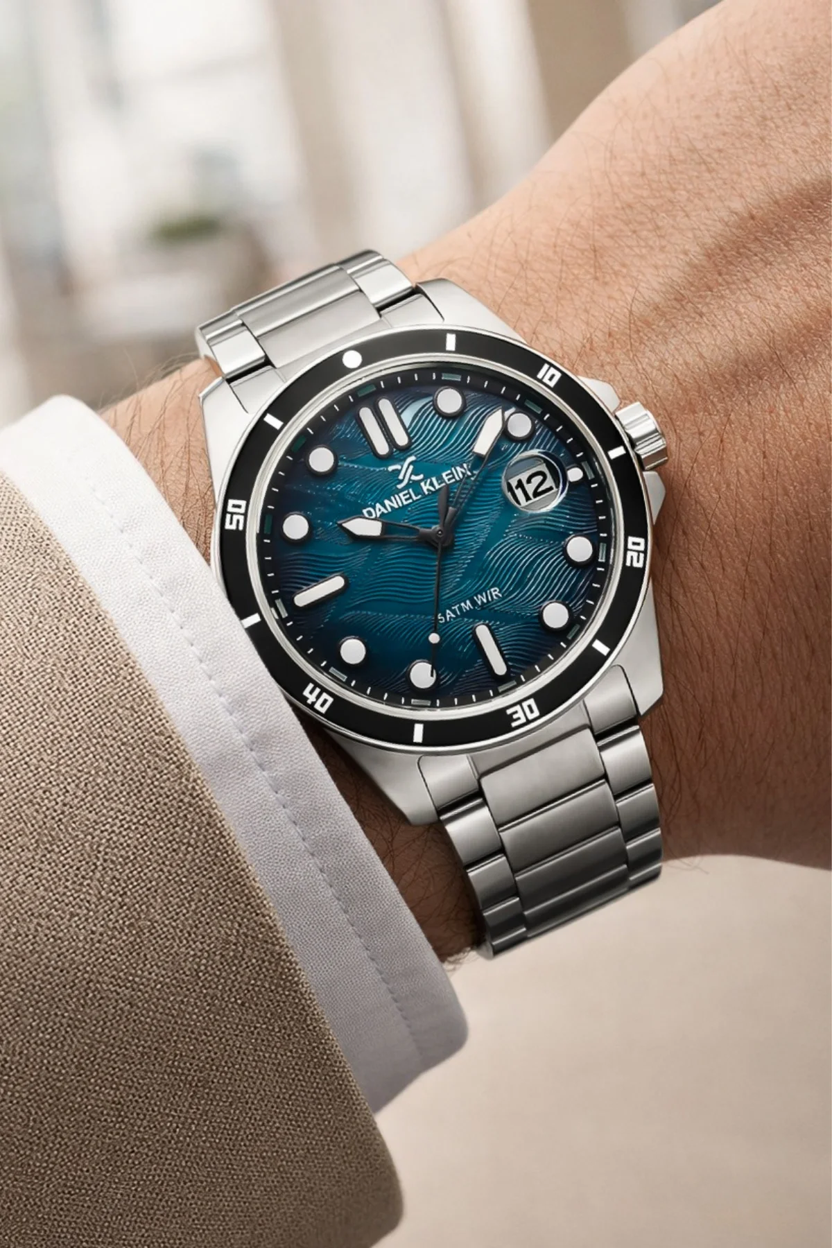 Daniel Klein Çelik Kordon&Kasa Takvimli Erkek Kol Saati Bileklik Hediyeli Gümüş-Mavi zmdk1210