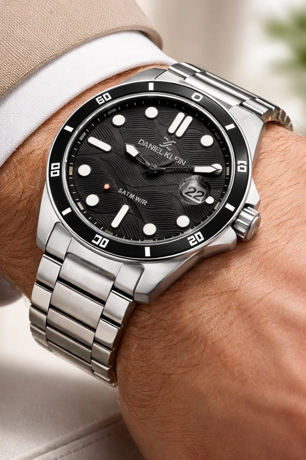 Daniel Klein Çelik Kordon&Kasa Takvimli Erkek Kol Saati Bileklik Hediyeli Gümüş-Siyah zmdk1210