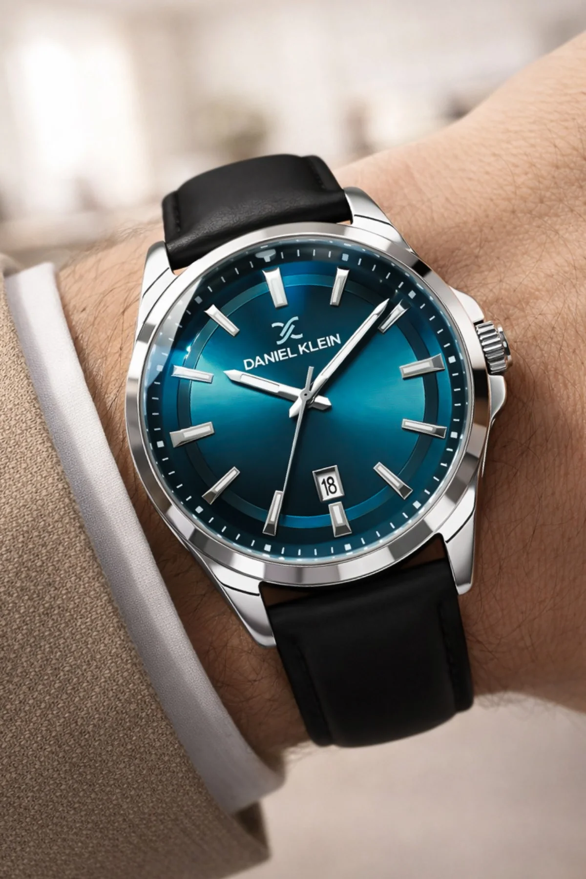 Daniel Klein Deri Kordon Çelik Kasa Takvimli Erkek Kol Saati Bileklik Hediyeli Siyah zmdk1211