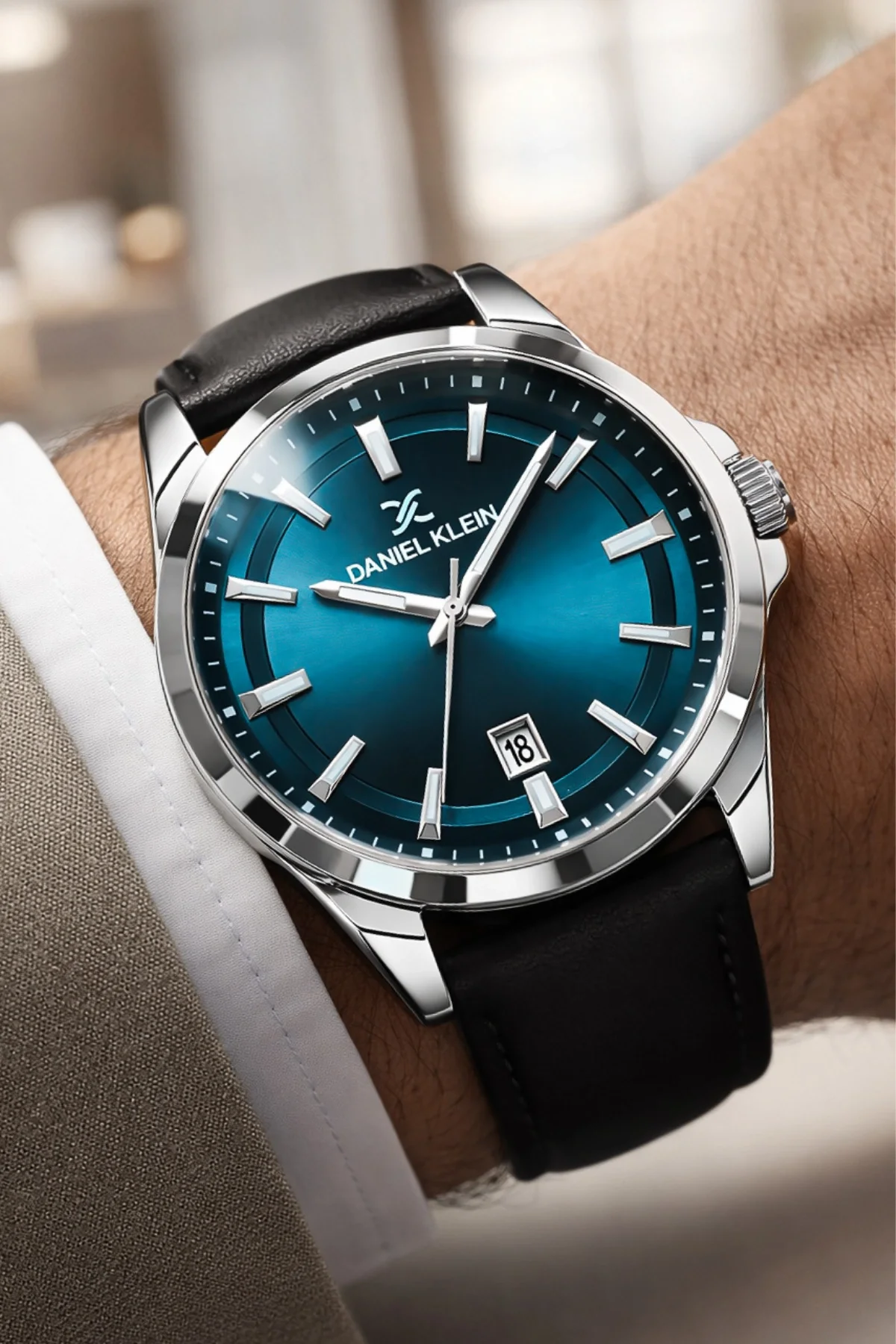 Daniel Klein Deri Kordon Çelik Kasa Takvimli Erkek Kol Saati Bileklik Hediyeli Siyah zmdk1211