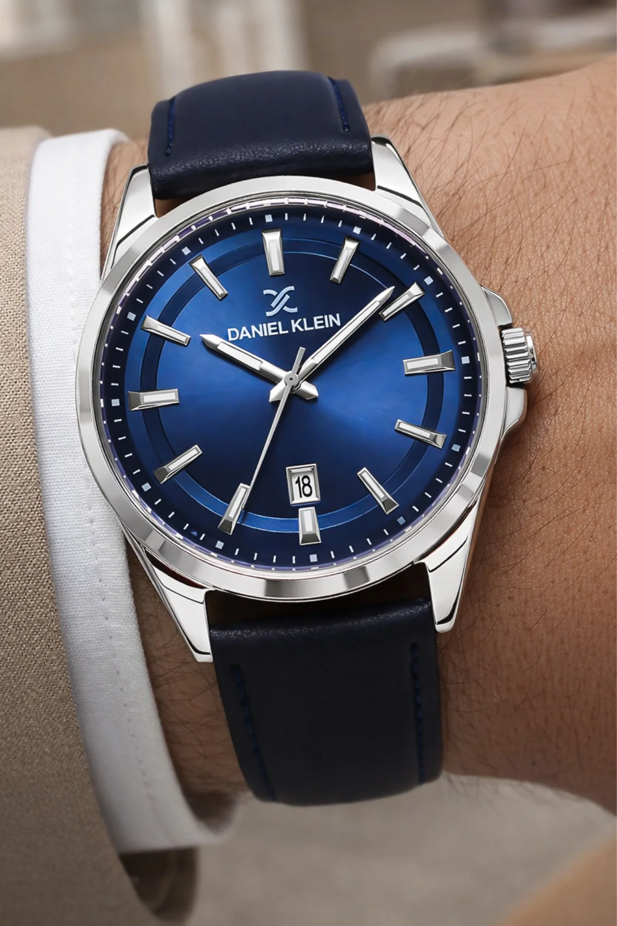 Daniel Klein Deri Kordon Çelik Kasa Takvimli Erkek Kol Saati Bileklik Hediyeli Mavi zmdk1211
