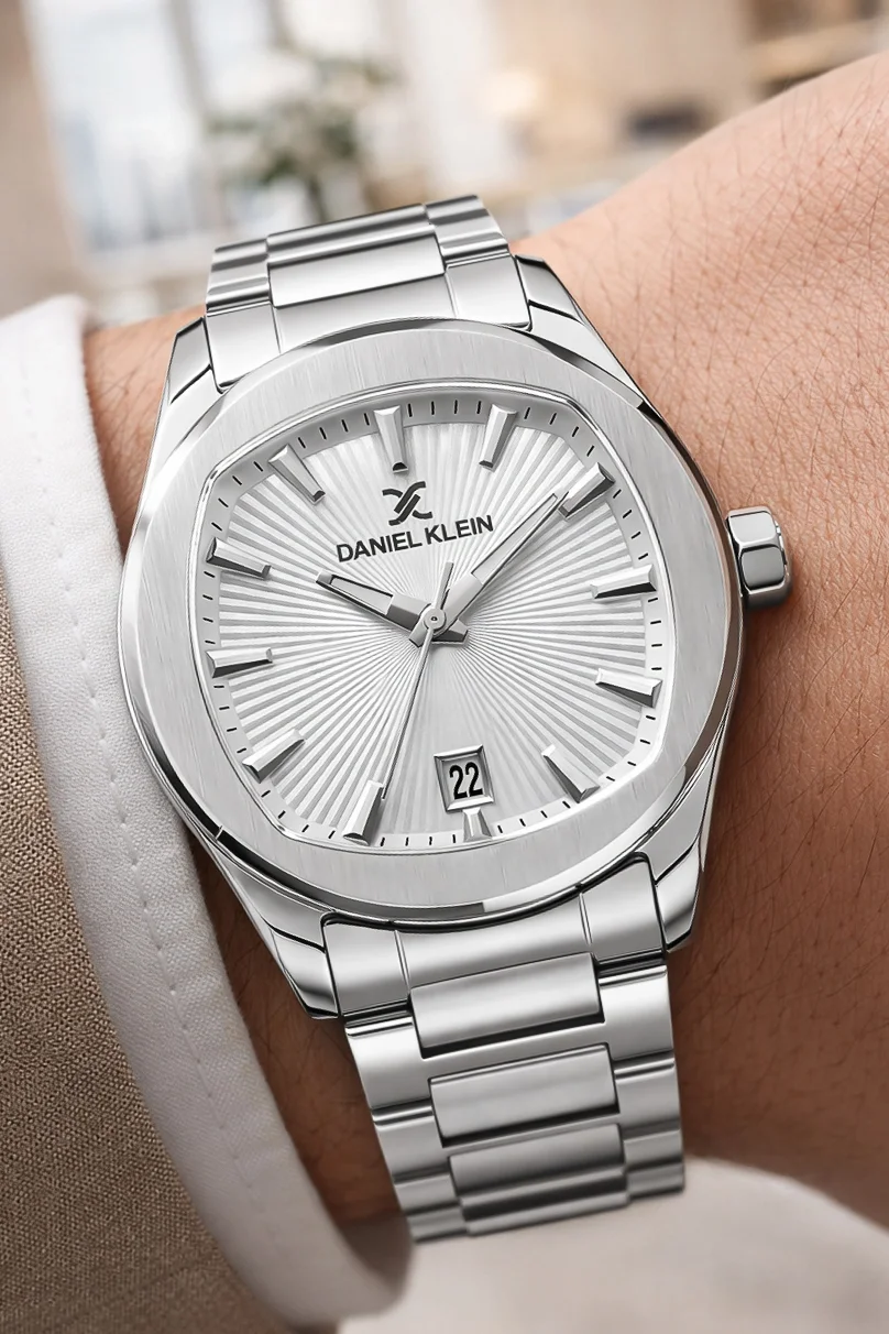 Daniel Klein Çelik Kordon&Kasa Takvimli Erkek Kol Saati Bileklik Hediyeli Gümüş-Beyaz zmdk1213