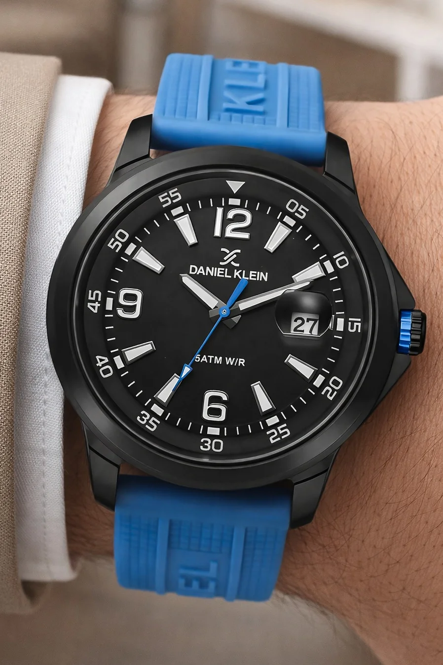 Daniel Klein Silikon Kordon Çelik Kasa Takvimli Erkek Kol Saati Bileklik Hediyeli Mavi zmdk1214