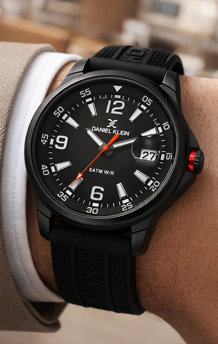 Daniel Klein Silikon Kordon Çelik Kasa Takvimli Erkek Kol Saati Bileklik Hediyeli Siyah zmdk1214