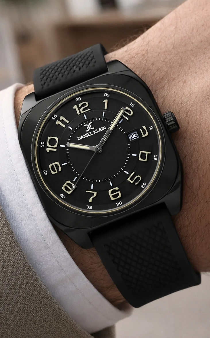 Daniel Klein Silikon Kordon Çelik Kasa Takvimli Erkek Kol Saati Bileklik Hediyeli Siyah zmdk1216
