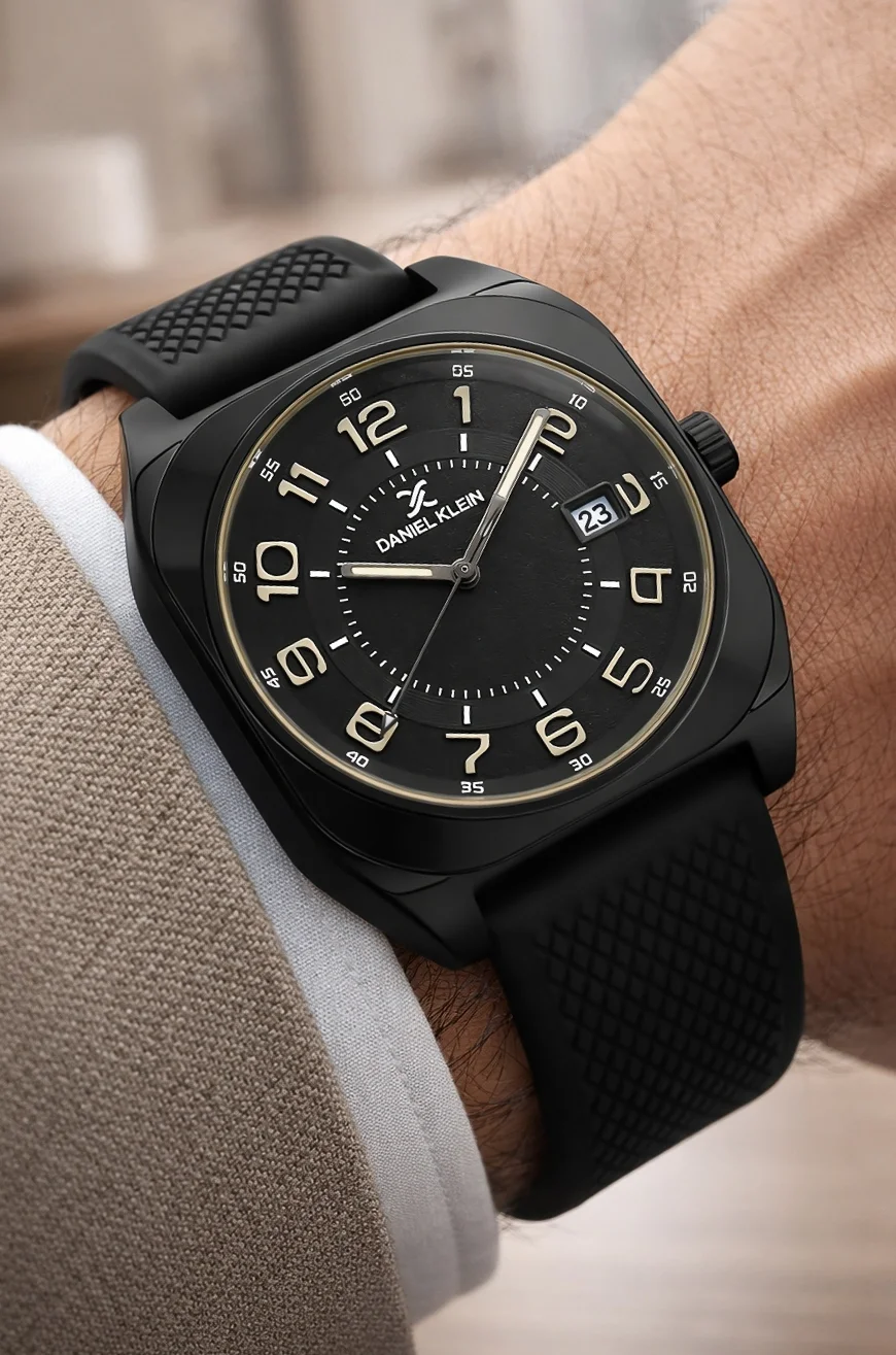 Daniel Klein Silikon Kordon Çelik Kasa Takvimli Erkek Kol Saati Bileklik Hediyeli Siyah zmdk1216