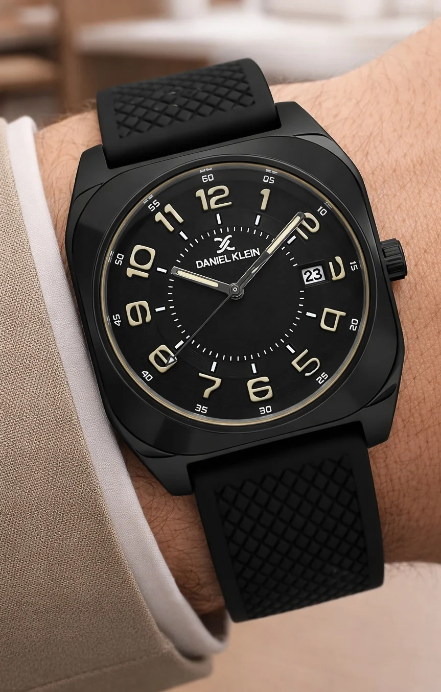 Daniel Klein Silikon Kordon Çelik Kasa Takvimli Erkek Kol Saati Bileklik Hediyeli Siyah zmdk1216