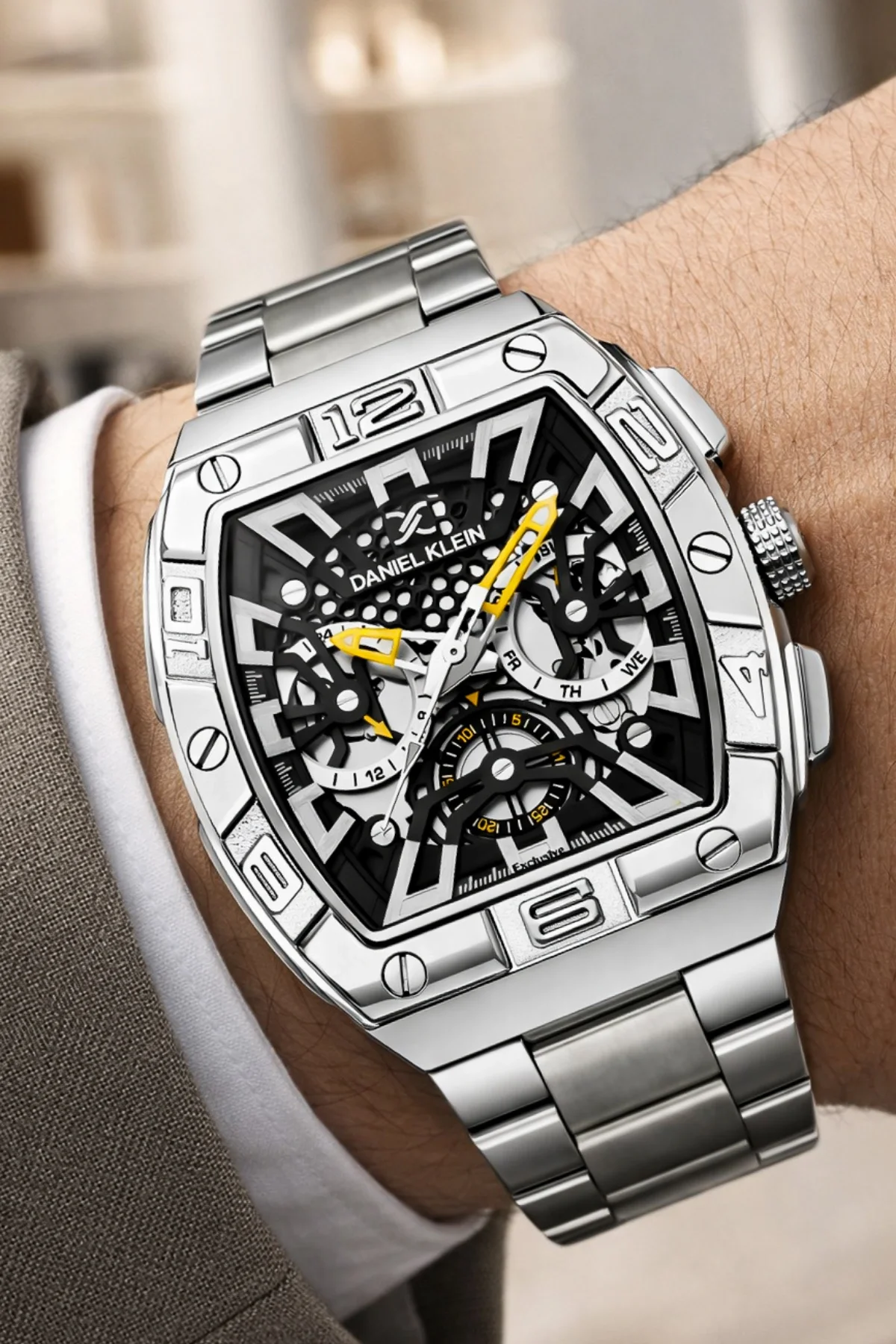 Daniel Klein Exclusive Çelik Kordon&Kasa Erkek Kol Saati Bileklik Hediyeli Gümüş-Siyah zmdk1217