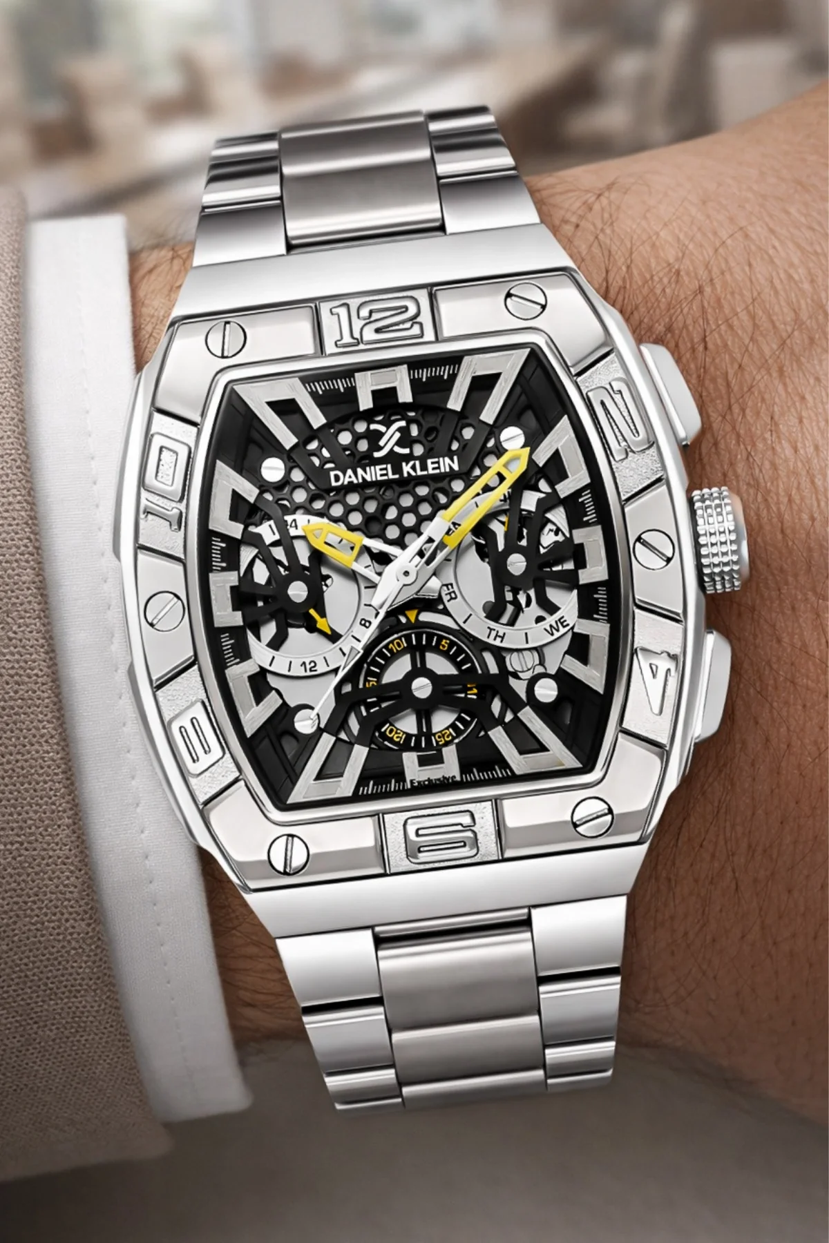 Daniel Klein Exclusive Çelik Kordon&Kasa Erkek Kol Saati Bileklik Hediyeli Gümüş-Siyah zmdk1217