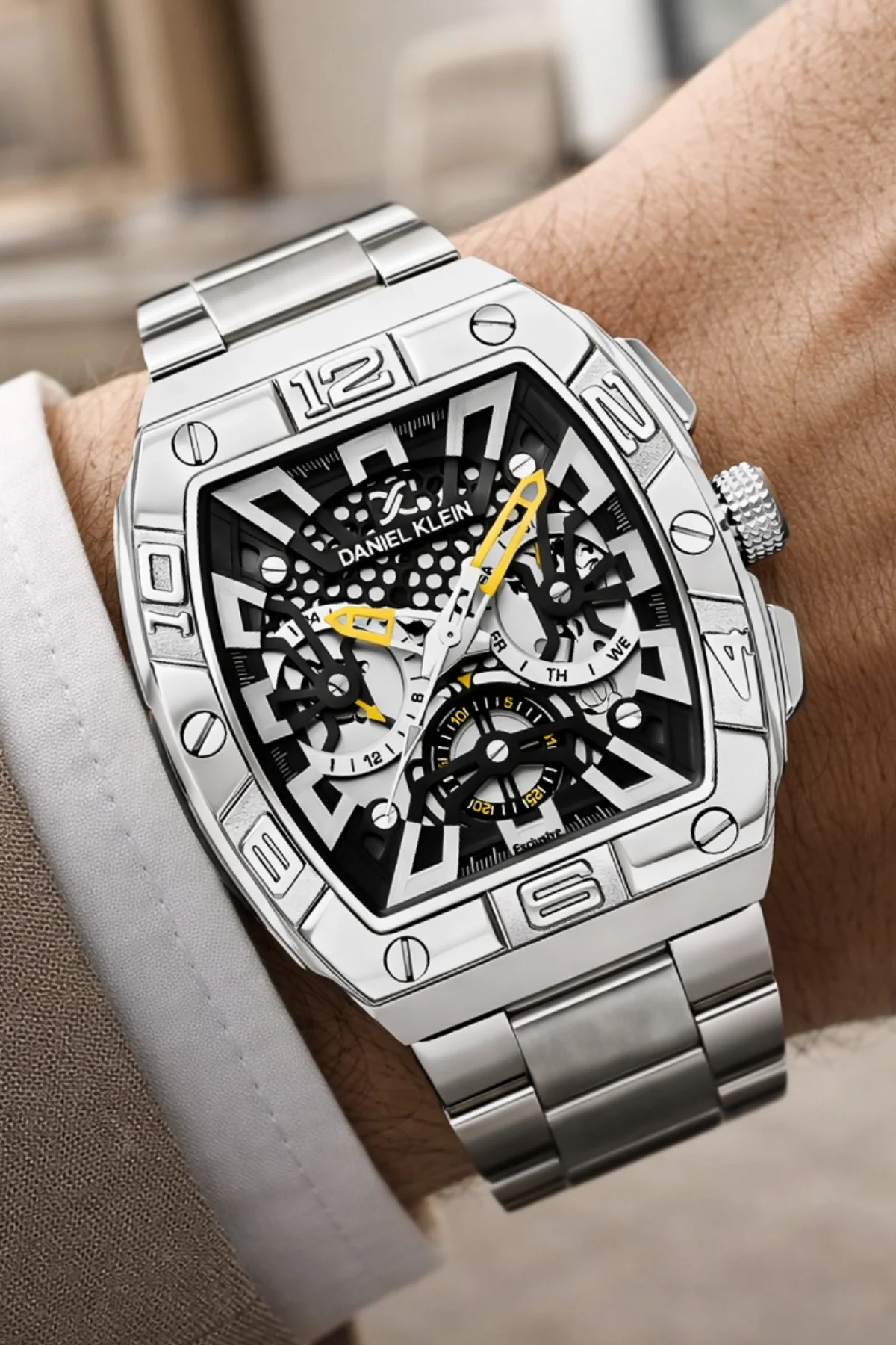 Daniel Klein Exclusive Çelik Kordon&Kasa Erkek Kol Saati Bileklik Hediyeli Gümüş-Siyah zmdk1217