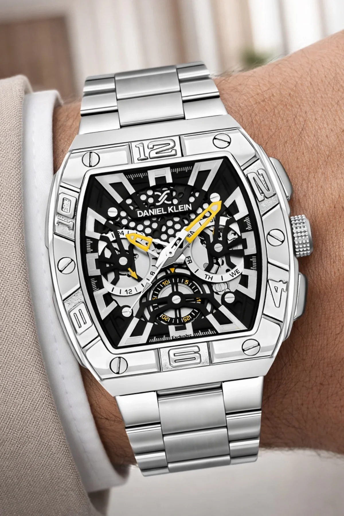 Daniel Klein Exclusive Çelik Kordon&Kasa Erkek Kol Saati Bileklik Hediyeli Gümüş-Siyah zmdk1217