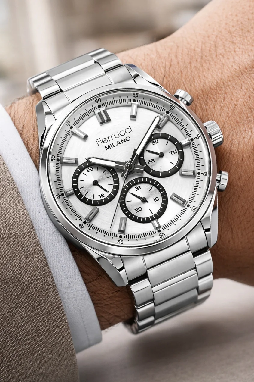 Ferrucci Function Erkek Kol Saati Gümüş Renk Çelik Kordon&Kasa 3 ATM Suya Dayanıklılık ZMFER041