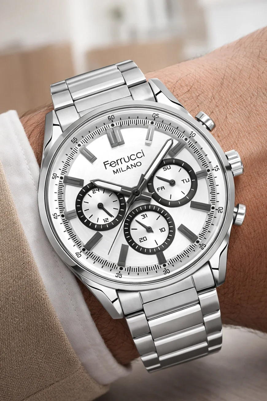 Ferrucci Function Erkek Kol Saati Gümüş Renk Çelik Kordon&Kasa 3 ATM Suya Dayanıklılık ZMFER041