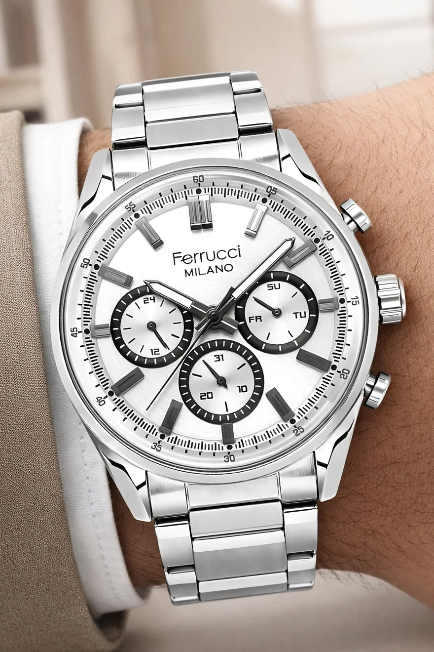 Ferrucci Function Erkek Kol Saati Gümüş Renk Çelik Kordon&Kasa 3 ATM Suya Dayanıklılık ZMFER041