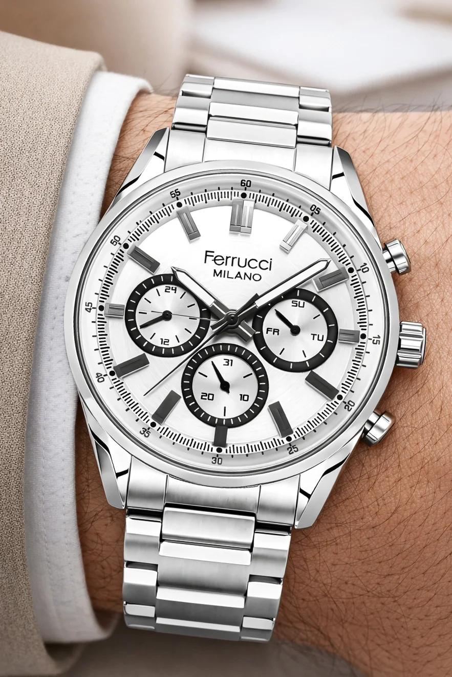 Ferrucci Function Erkek Kol Saati Gümüş Renk Çelik Kordon&Kasa 3 ATM Suya Dayanıklılık ZMFER041