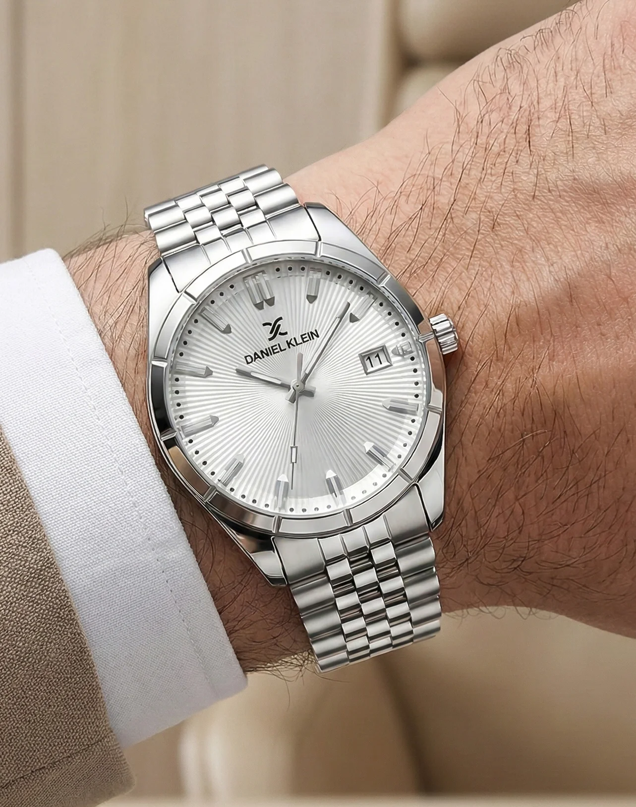 Daniel Klein Erkek Kol Saati Takvimli Çelik Kordon Gümüş-Beyaz zmdk1139