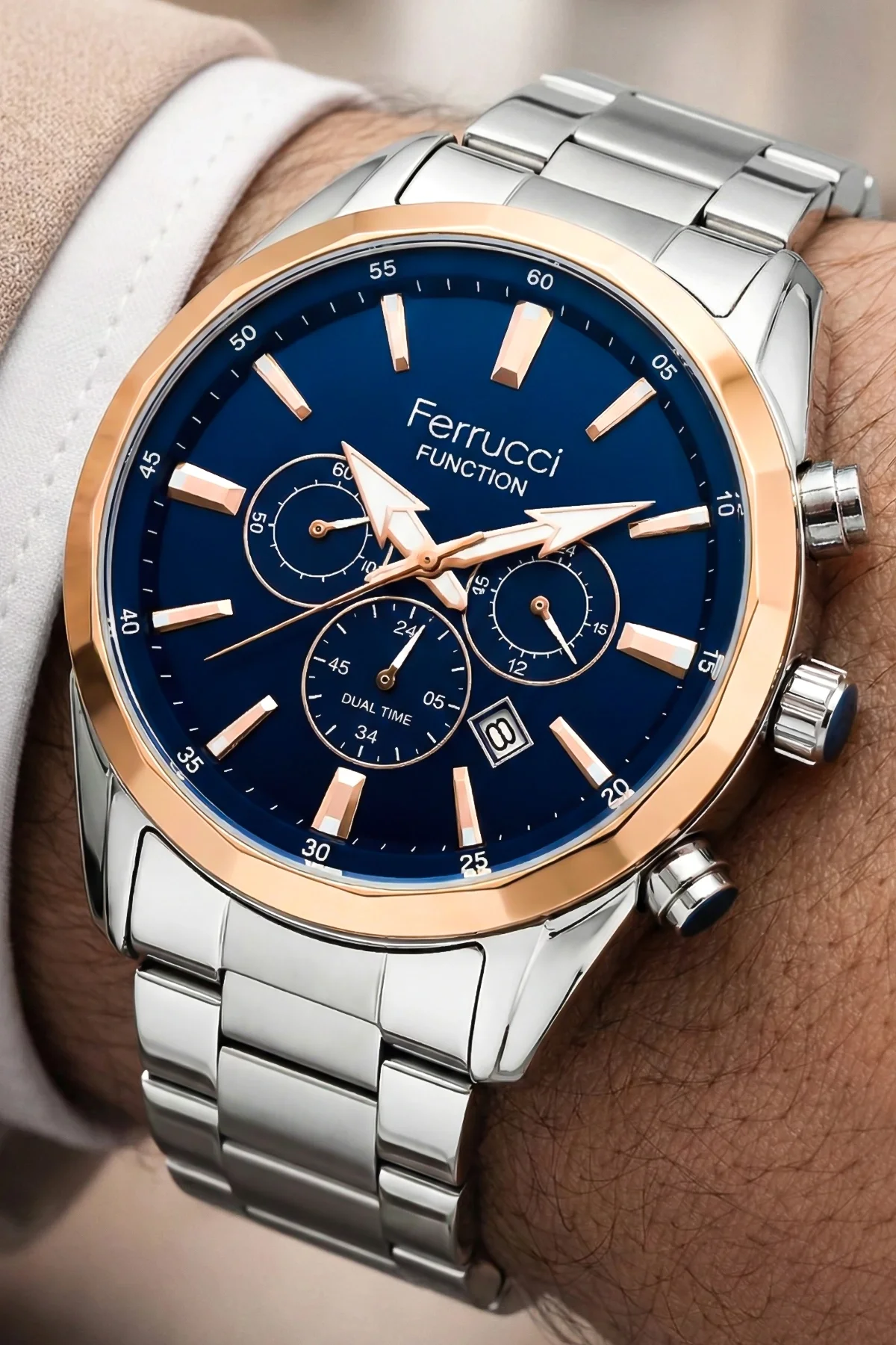 Ferrucci Function Gümüş Çelik Erkek Kol Saati 3 Atm Suya Dayanıklı ZMFER041