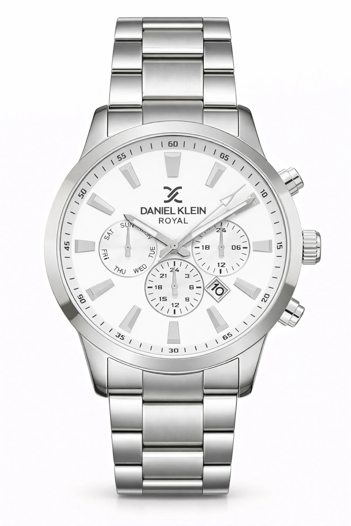 Daniel Klein Çelik Kordon&Kasa Takvimli Erkek Kol Saati+Bileklik Gümüş-Beyaz zmdk1133