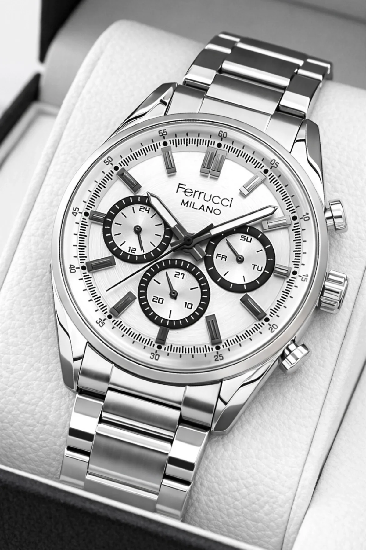 Ferrucci Function Erkek Kol Saati Gümüş Renk Çelik Kordon&Kasa 3 ATM Suya Dayanıklılık ZMFER041