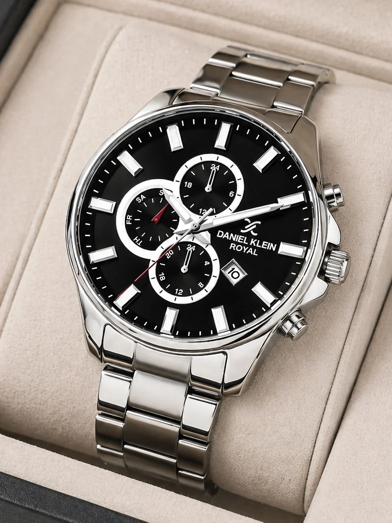Daniel Klein Takvimli Erkek Kol Saati Çelik Kordon Gümüş-Siyah zmdk1133