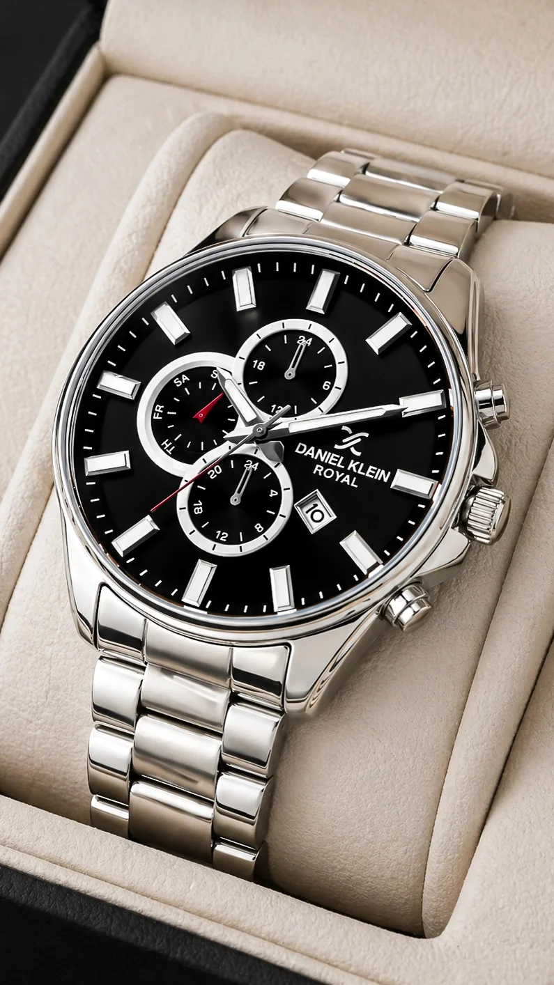 Daniel Klein Takvimli Erkek Kol Saati Çelik Kordon Gümüş-Siyah zmdk1133