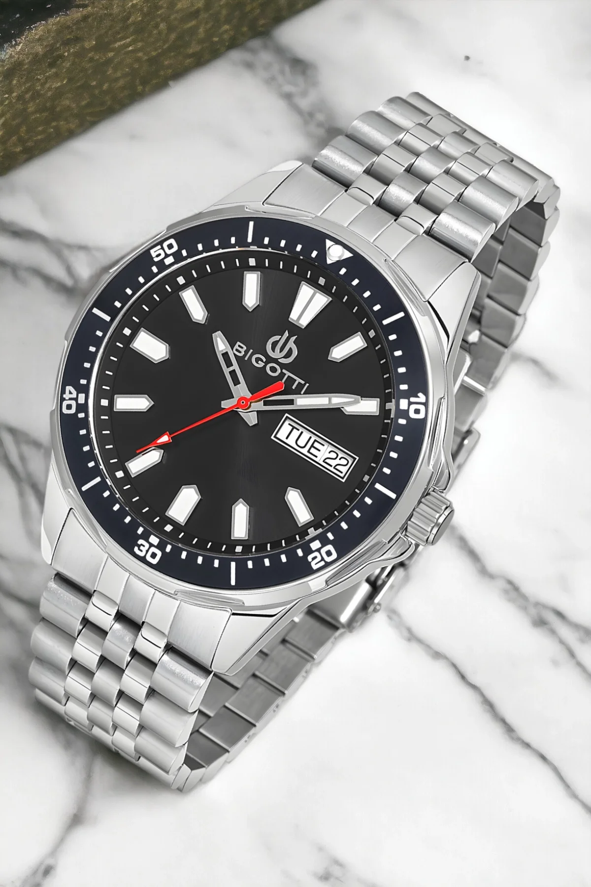 Bigotti Fonksiyon Erkek Kol Saati Gümüş-Siyah Renk BG.1.10320.1 Çelik Kasa&Kordon+Bileklik Hediye ZMB012