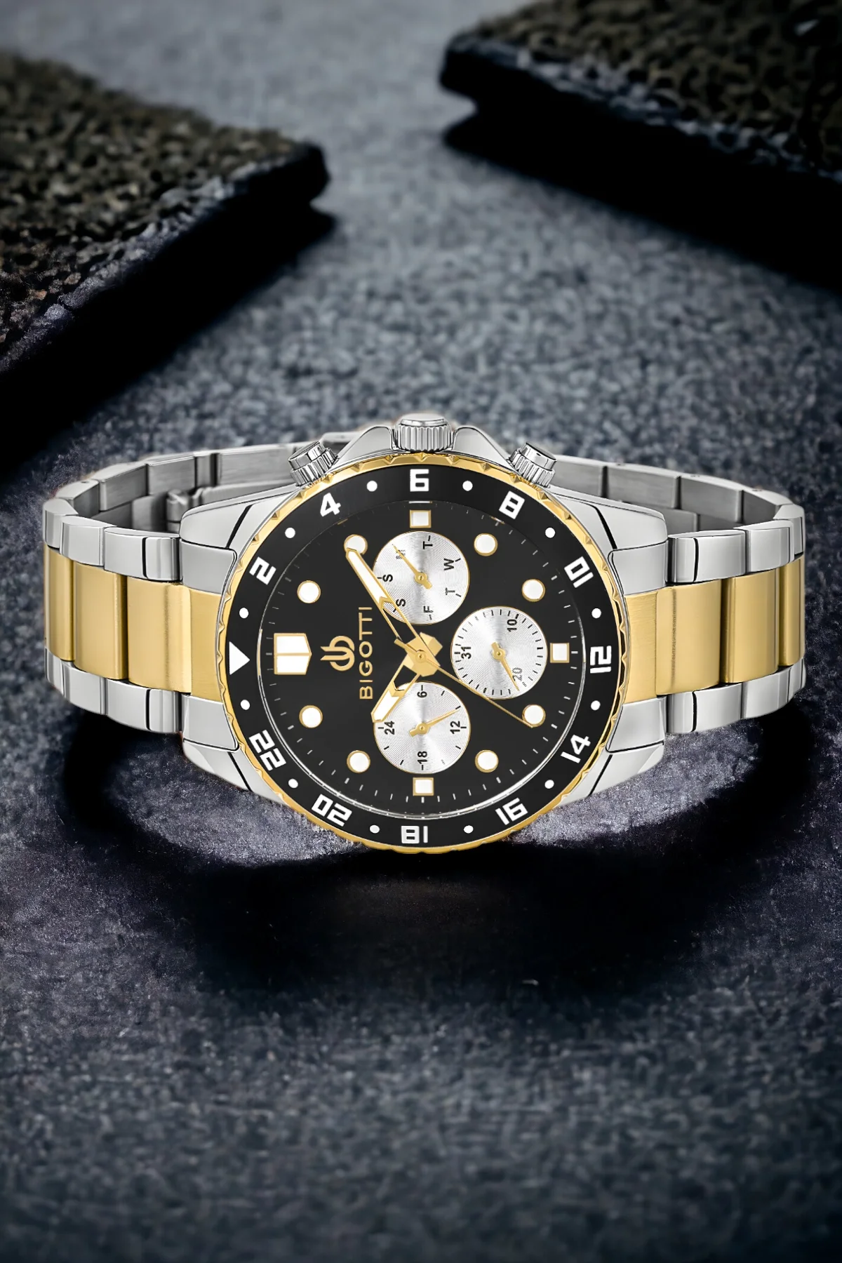 Bigotti Fonksiyon Erkek Kol Saati Gold-Gümüş Renk BG.1.10189.3 Çelik Kasa&Kordon+Bileklik Hediye ZMB013