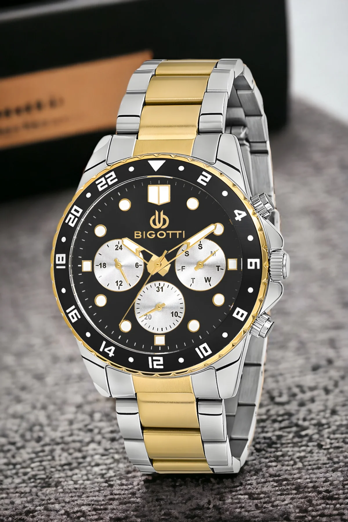 Bigotti Fonksiyon Erkek Kol Saati Gold-Gümüş Renk BG.1.10189.3 Çelik Kasa&Kordon+Bileklik Hediye ZMB013