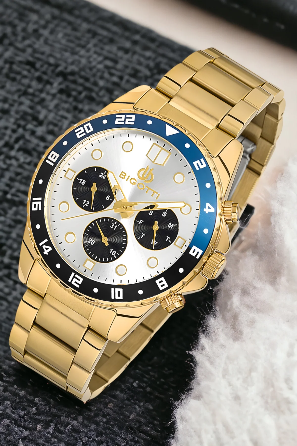 Bigotti Fonksiyon Erkek Kol Saati Gold Renk BG.1.10189.4 Çelik Kasa&Kordon+Bileklik Hediye ZMB013