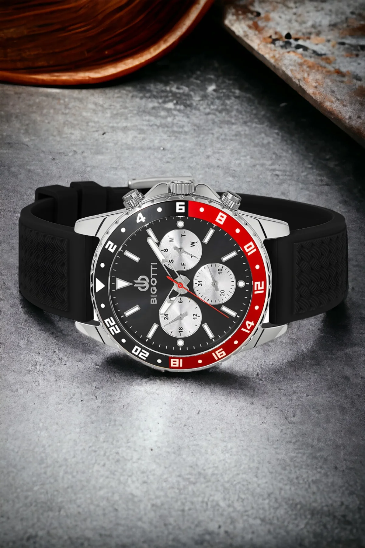 Bigotti Fonksiyon Erkek Kol Saati Siyah Renk BG.1.10144.1 Çelik Kasa Silikon Kordon ZMB014