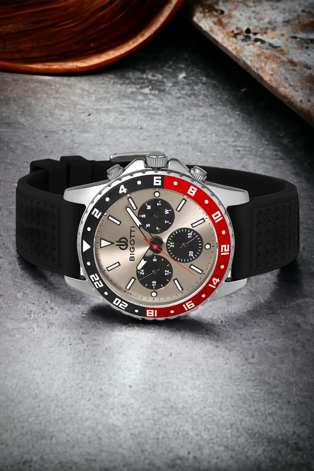 Bigotti Fonksiyon Erkek Kol Saati Siyah-Gümüş Renk BG.1.10144.5 Çelik Kasa Silikon Kordon ZMB014