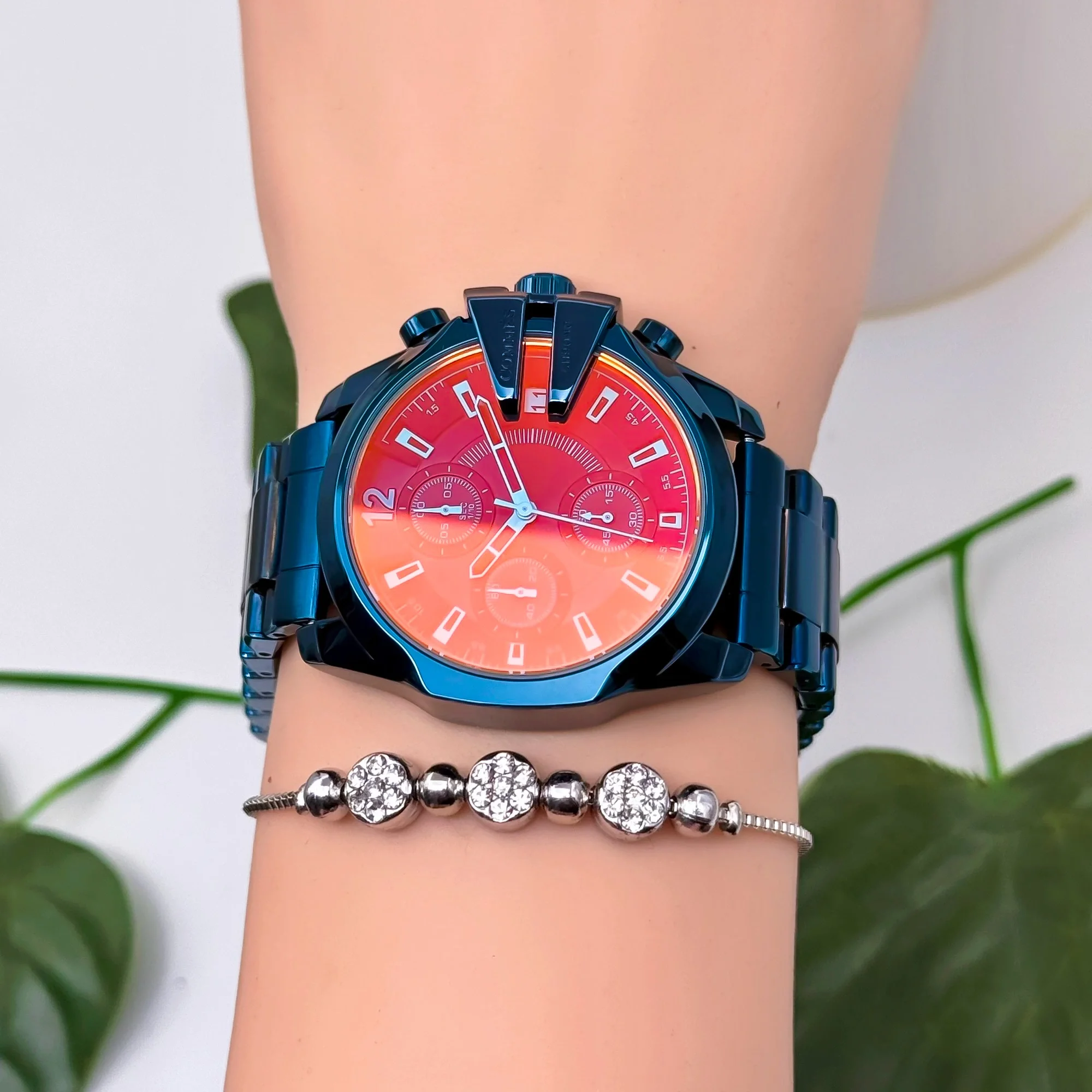 Commes Çelik Kordon&Kasa Kadın Kol Saati Renkli Mineral Cam 3 Atm Su Geçirmez Mavi zmcms037